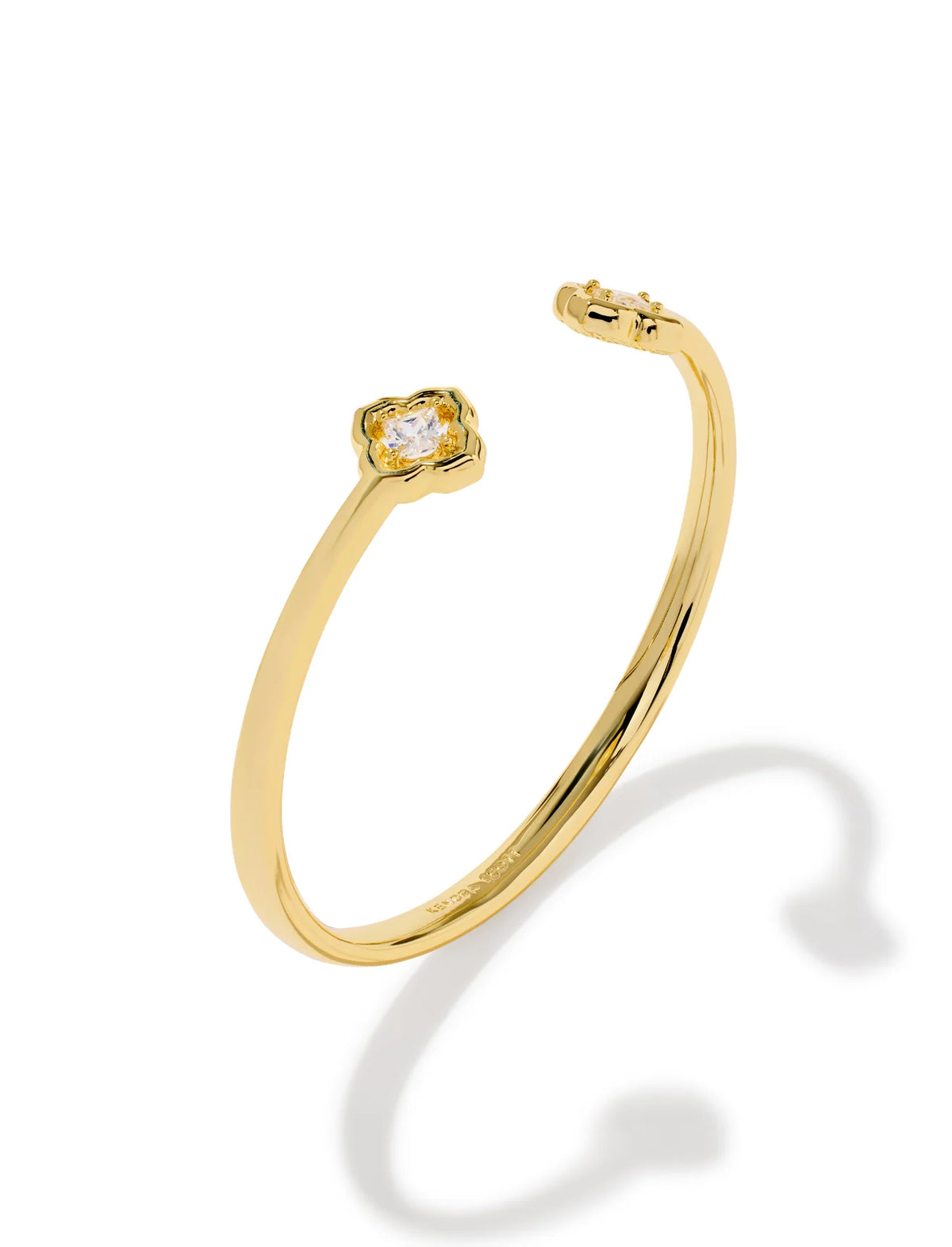 Mallory Gold Cuff Bracelet in White Crystal