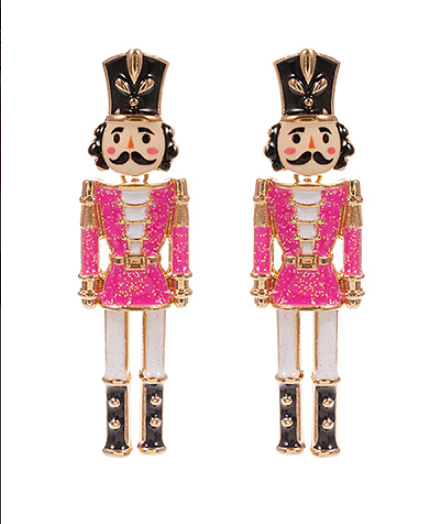 Glittering Guard Nutcracker Drop Earrings