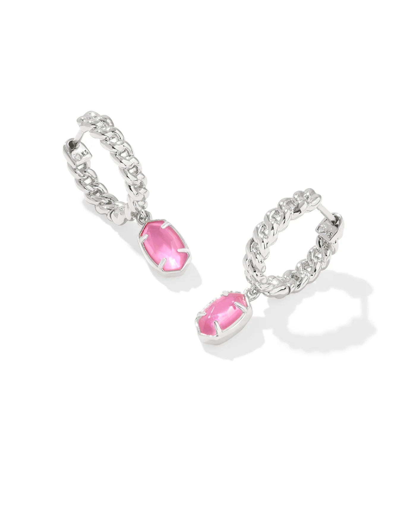 Emilie Rhodium Huggie Earrings in Azalea Illusion