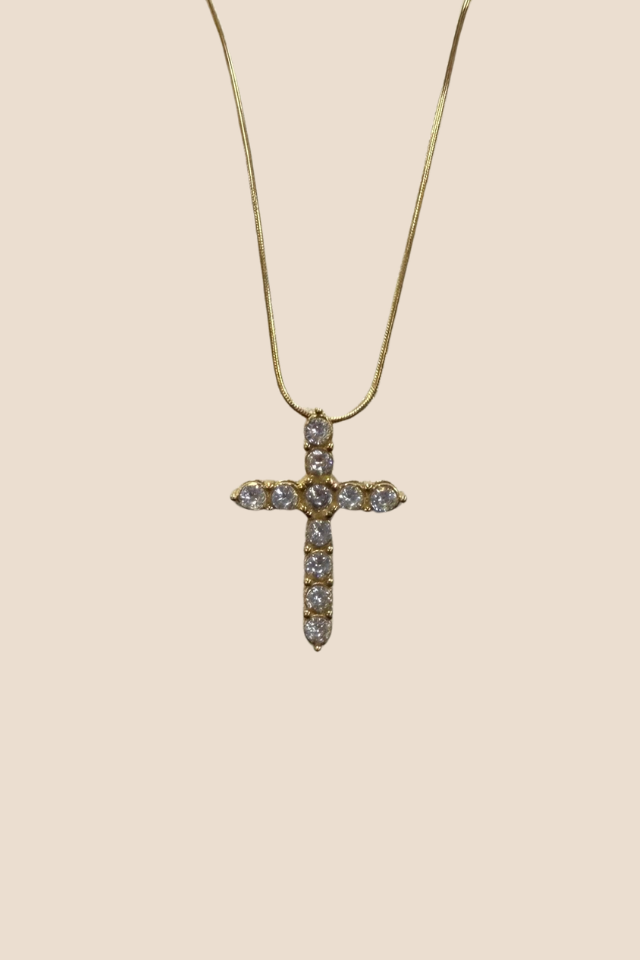 Emalee Crystal Cross Clear Necklace
