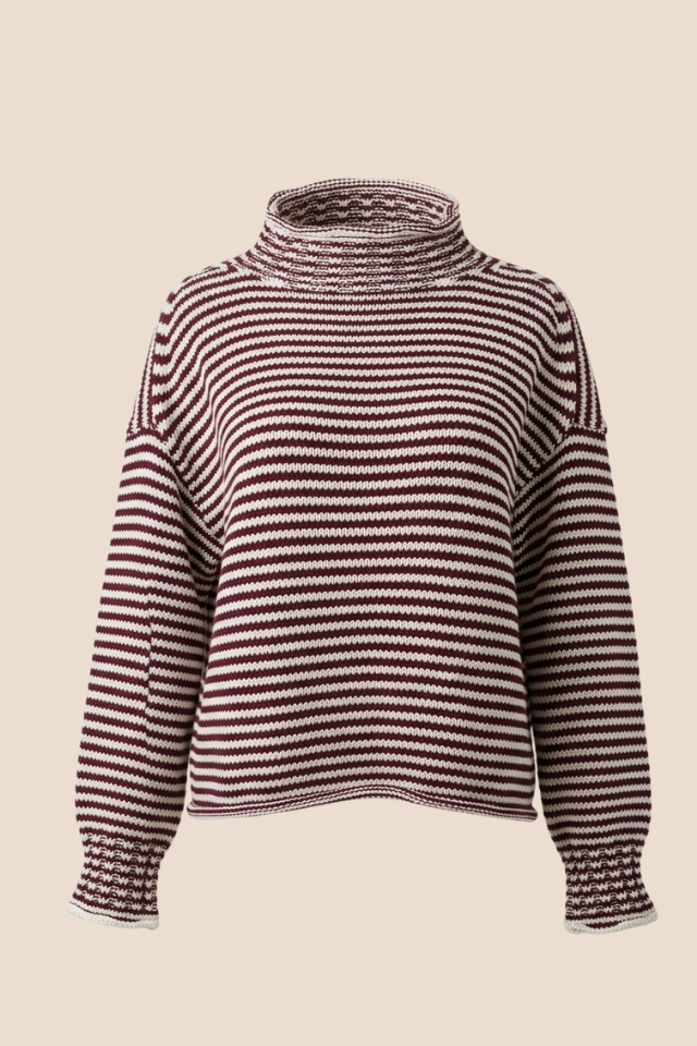 Lucretia Stripe Burgundy Sweater
