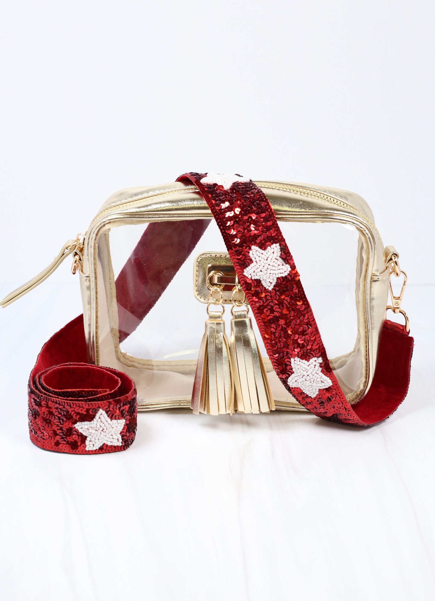 Sparkle and Shine Crimson Sequin Guitar Strap