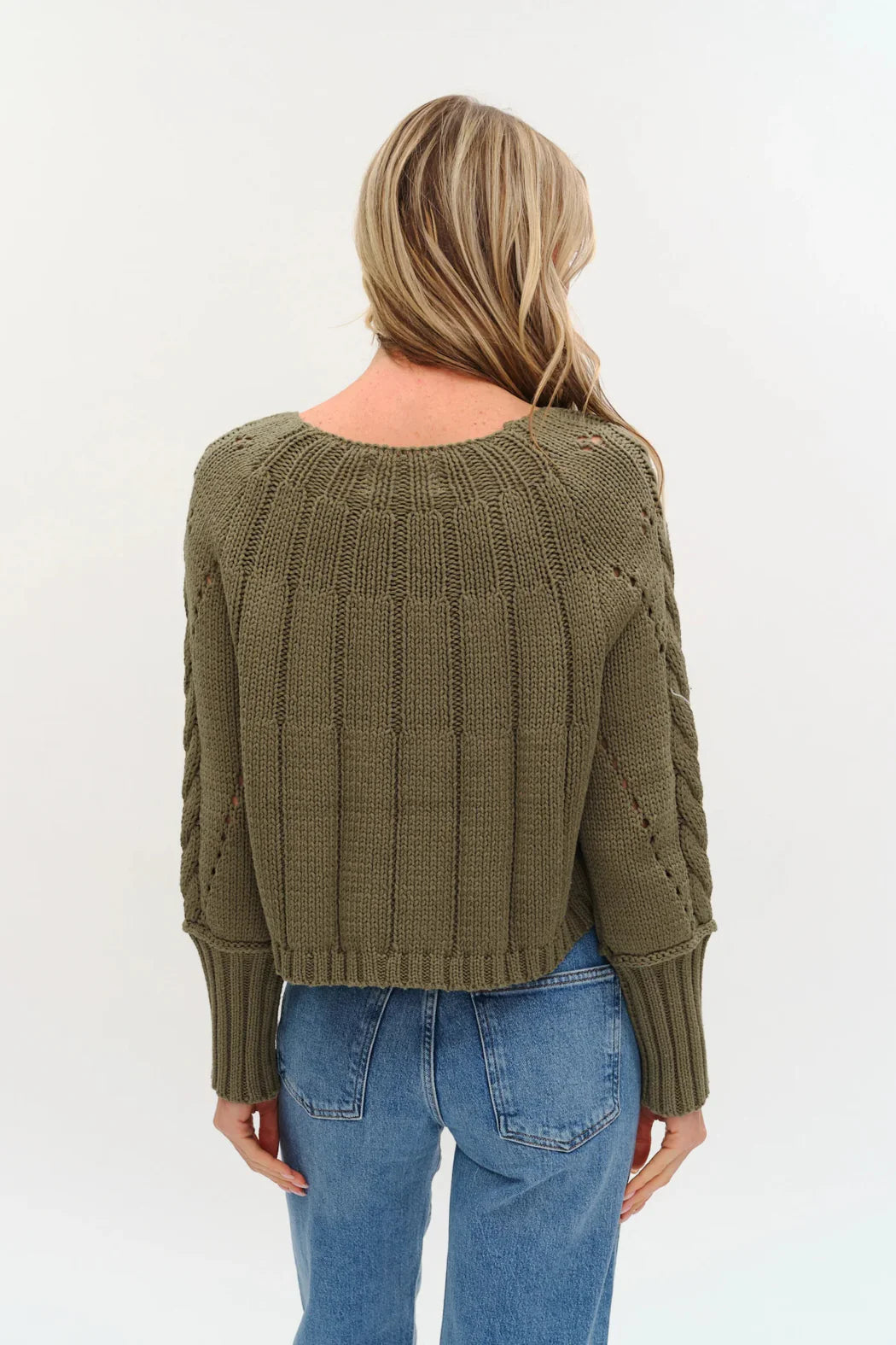 Alexa Olive Cable Sweater