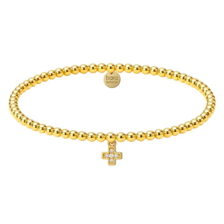 Hannah Cross Charm 14K Gold Filled Beaded Bracelet