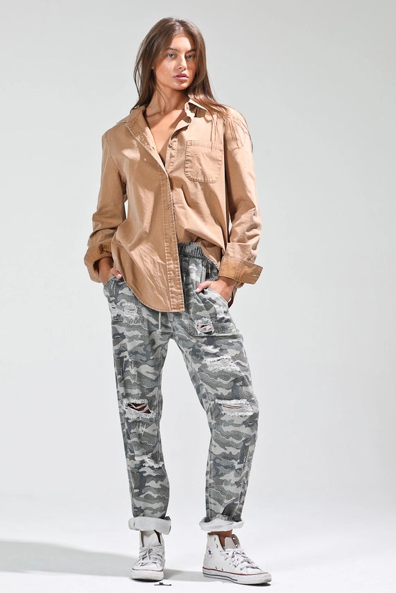 Washed Out Camel Top