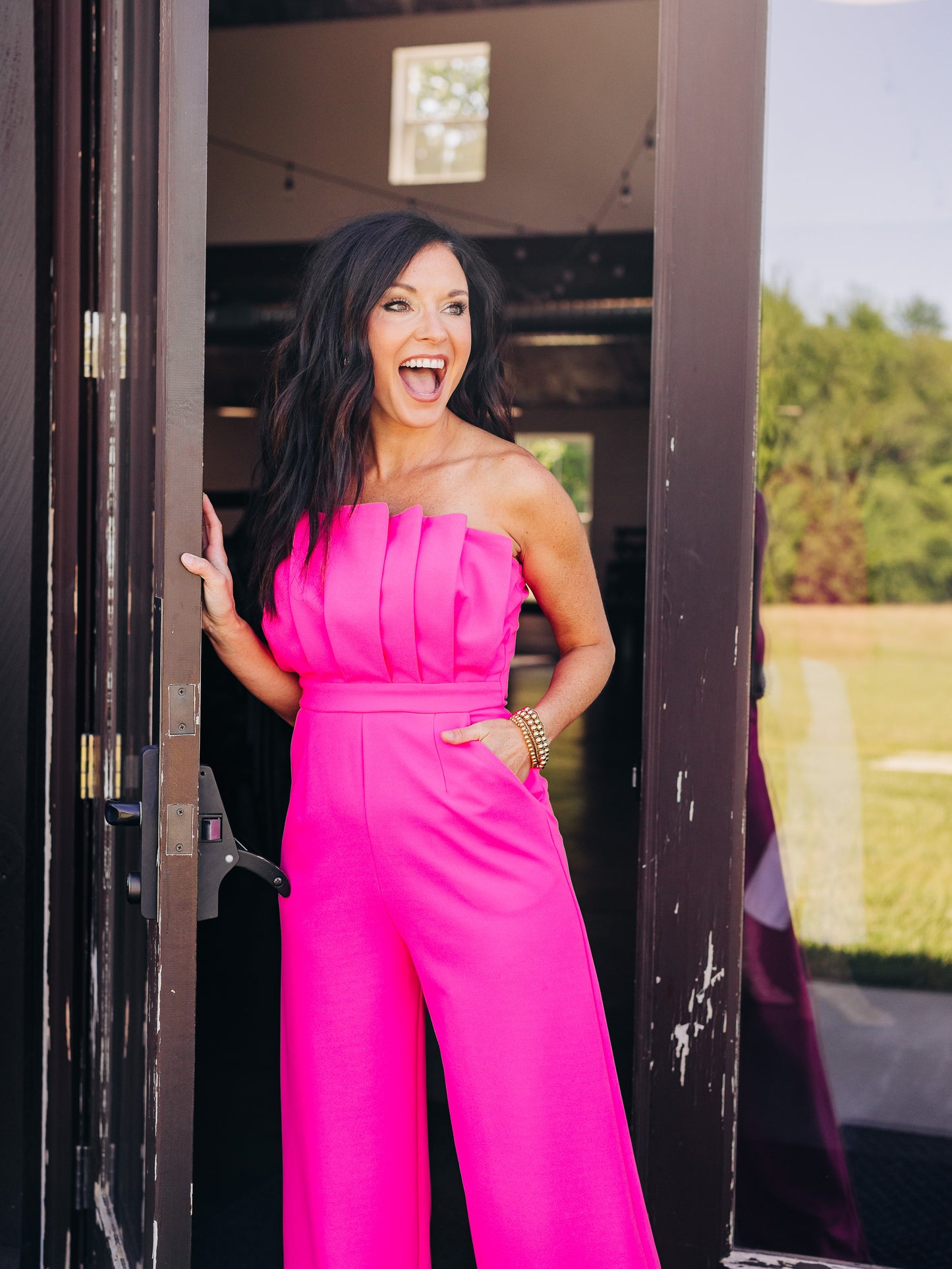 Around The Boardwalk Hot Pink Jumpsuit
