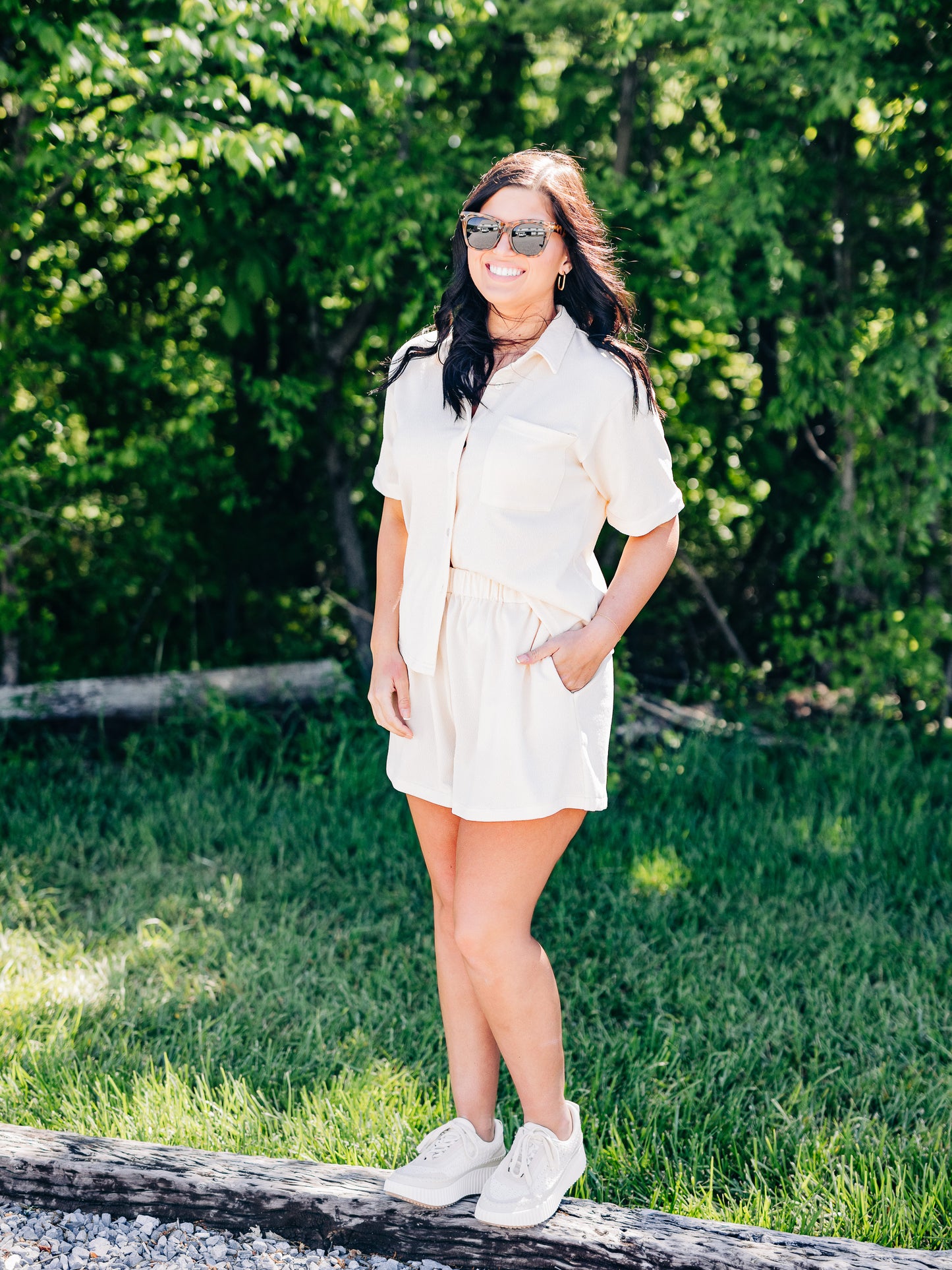 Piece It Together Cream Beige Top