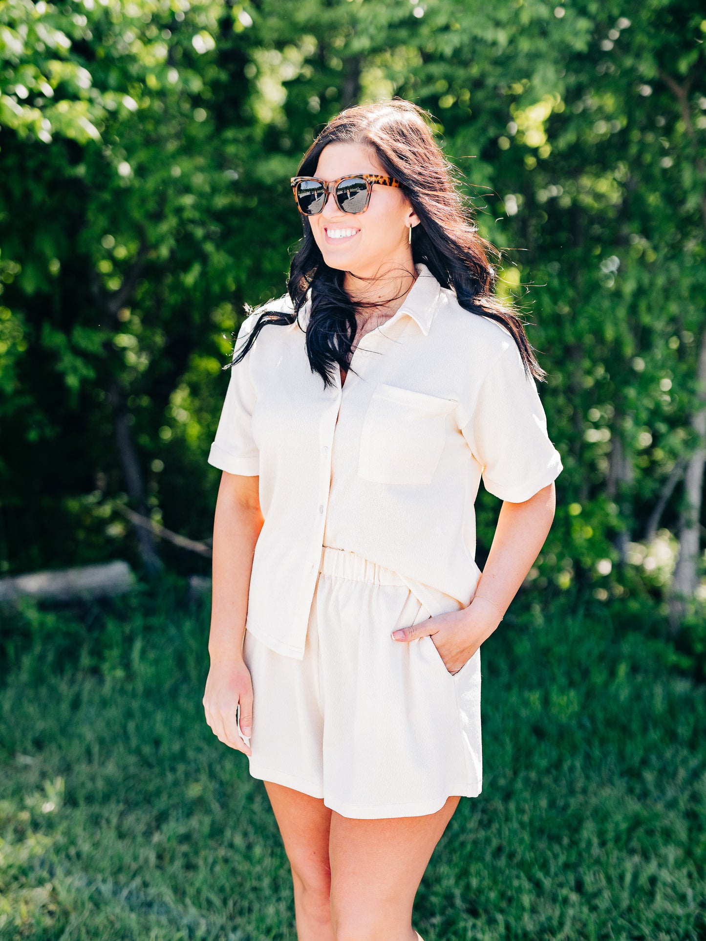 Piece It Together Cream Beige Top