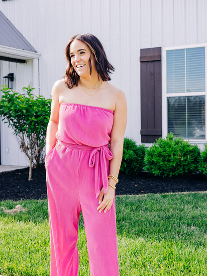 Make A Run For It Pink Jumpsuit