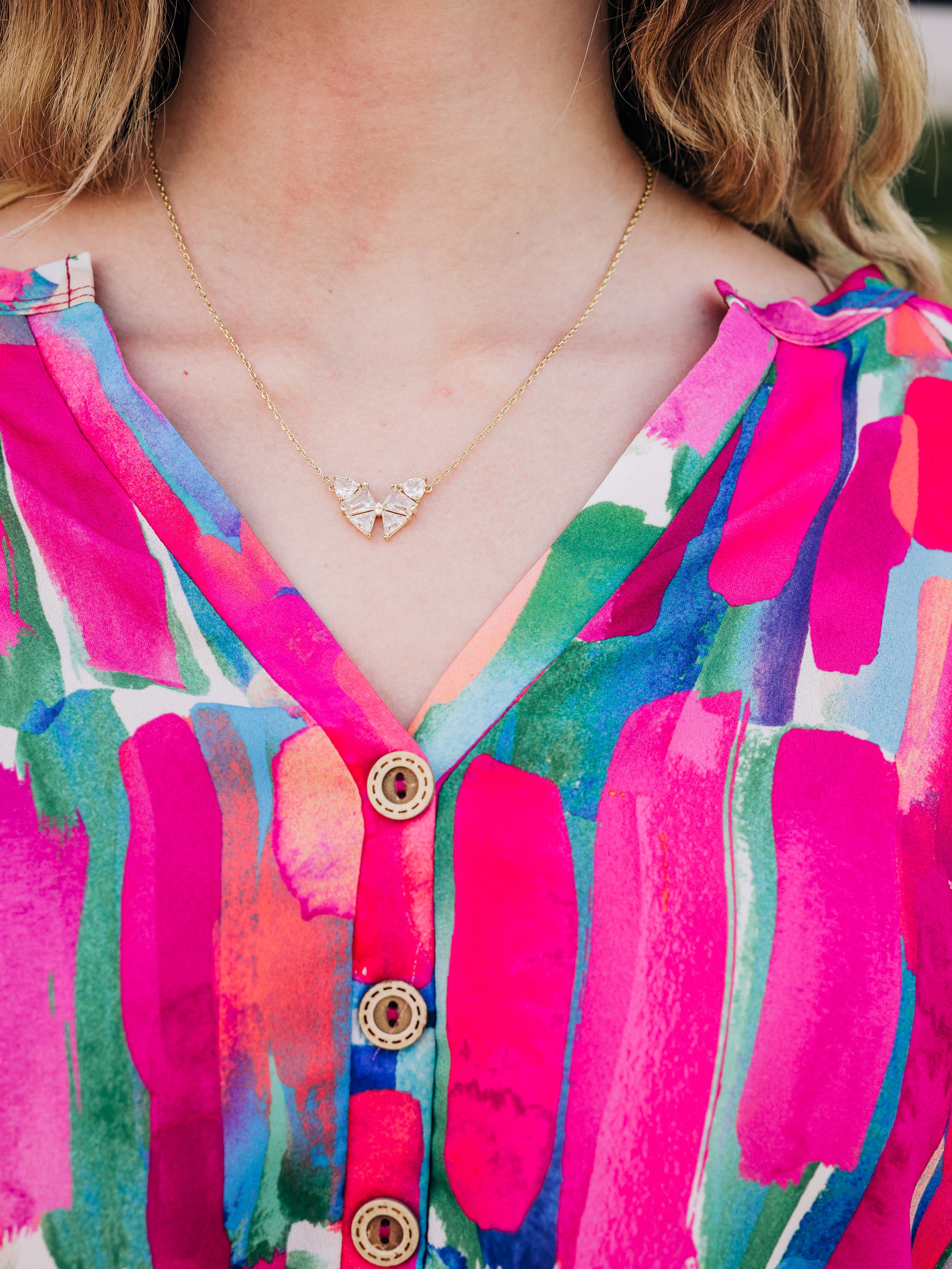 Blair Silver Jewel Chain Necklace in White Crystal