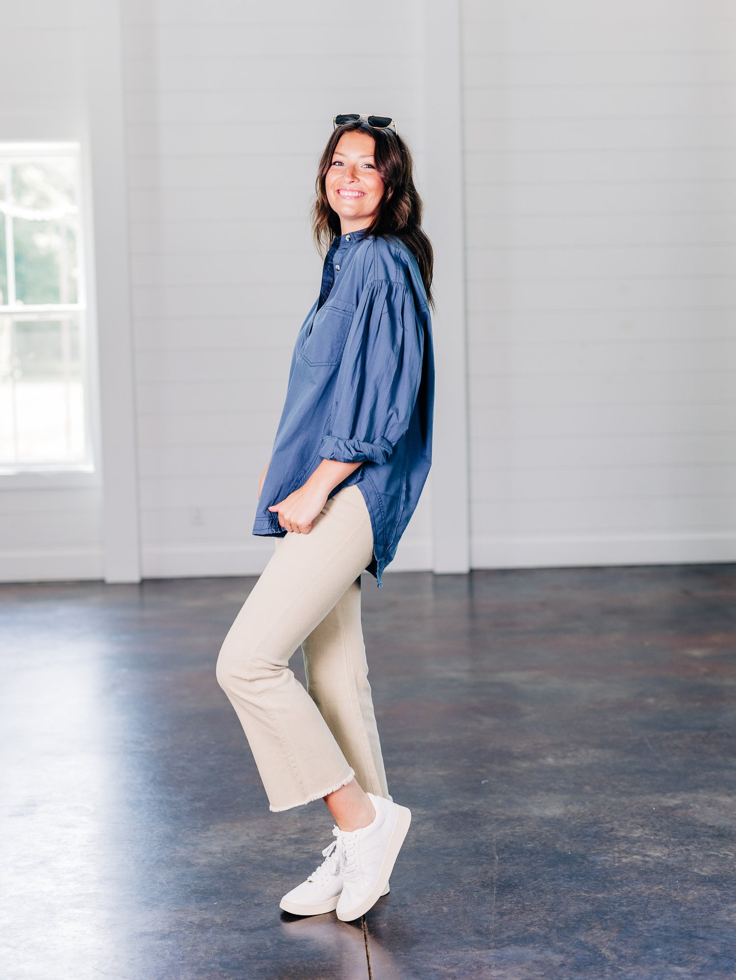 Happy Hour Solid Blue Mirage Top