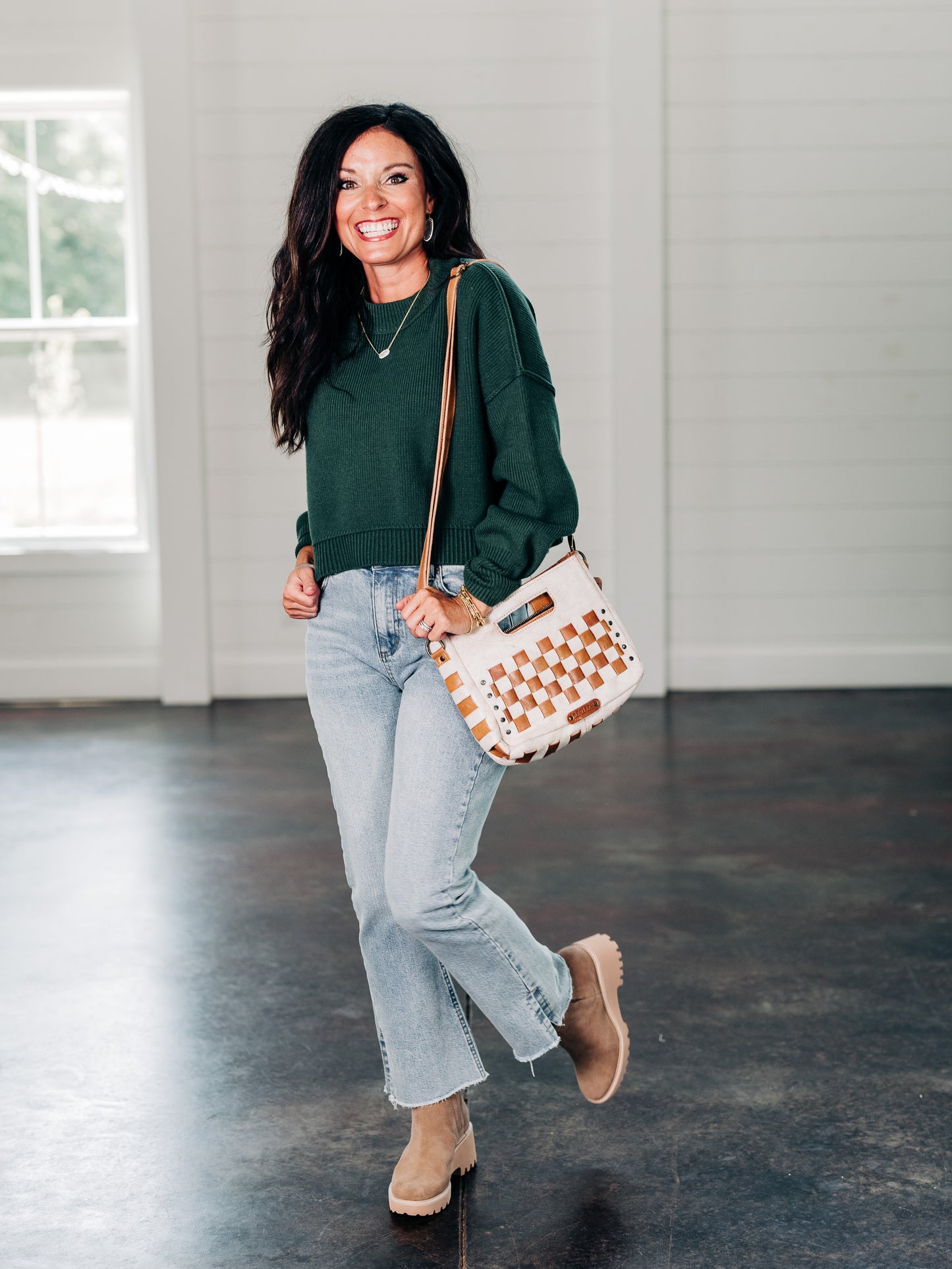 Easy Street Crop Hunter Green Pullover