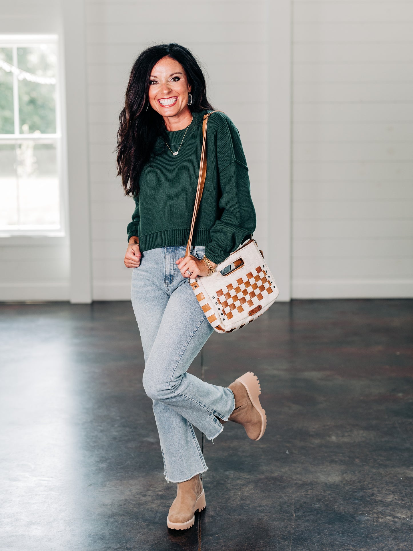 Easy Street Crop Hunter Green Pullover