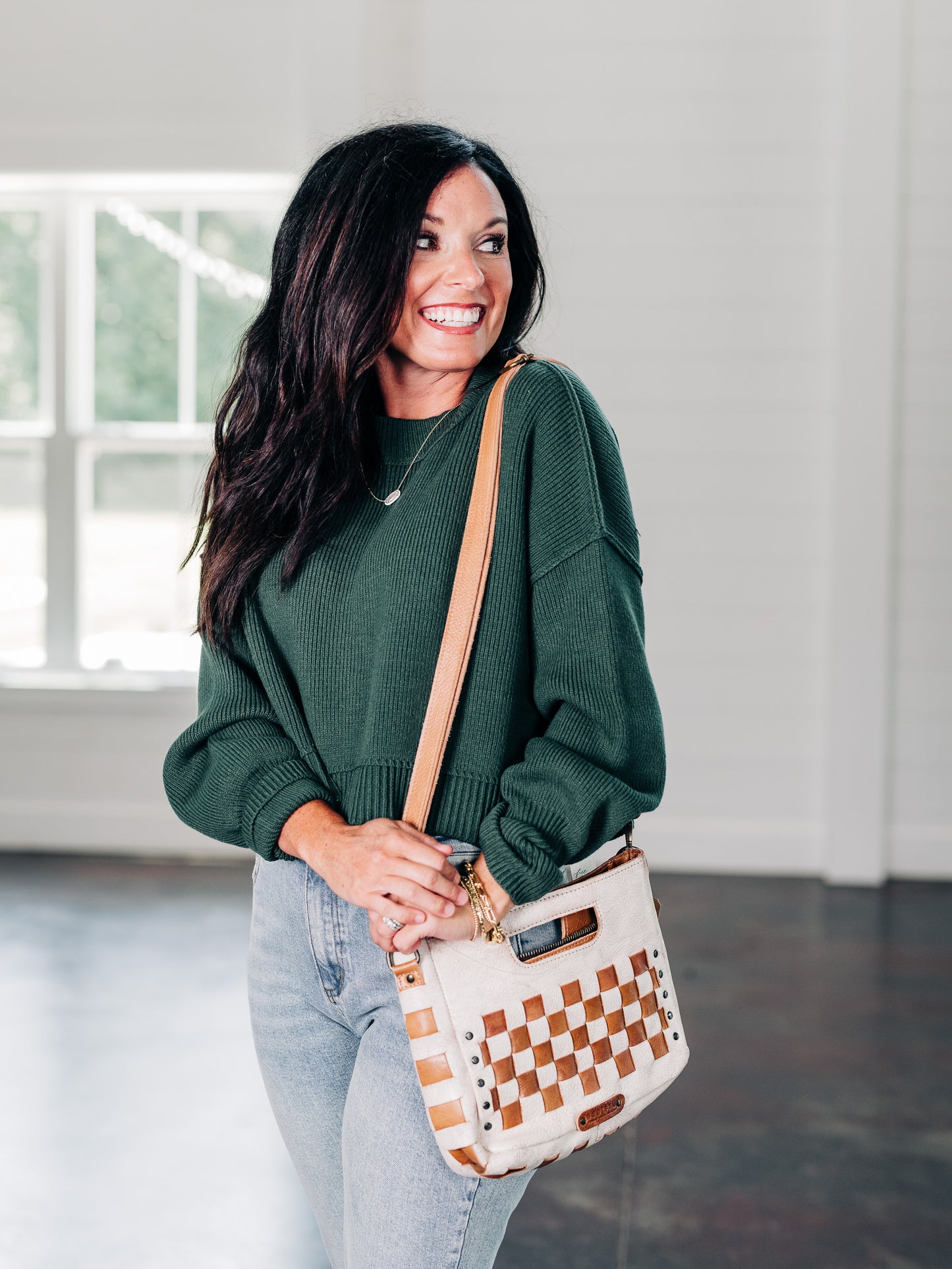 Easy Street Crop Hunter Green Pullover