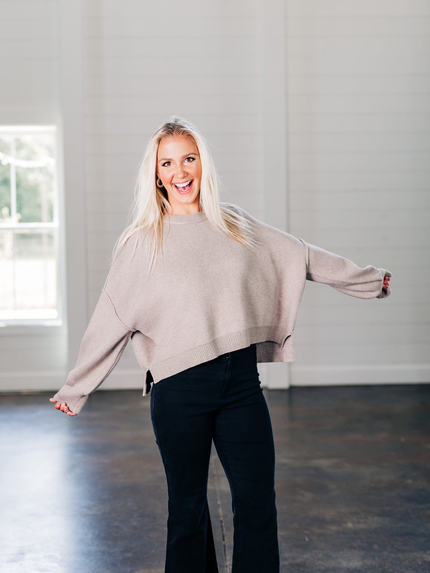 Open Road Ahead Stone Sweater