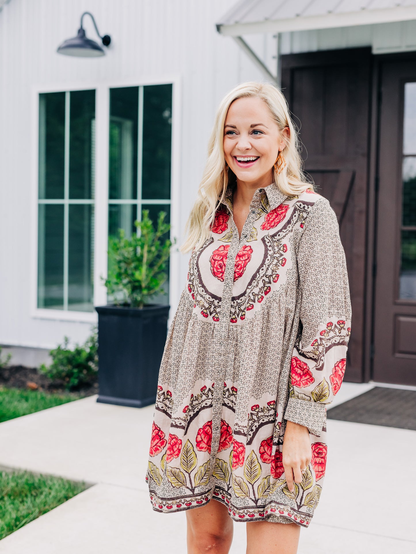 Smell The Roses Tea Combo Mini Dress
