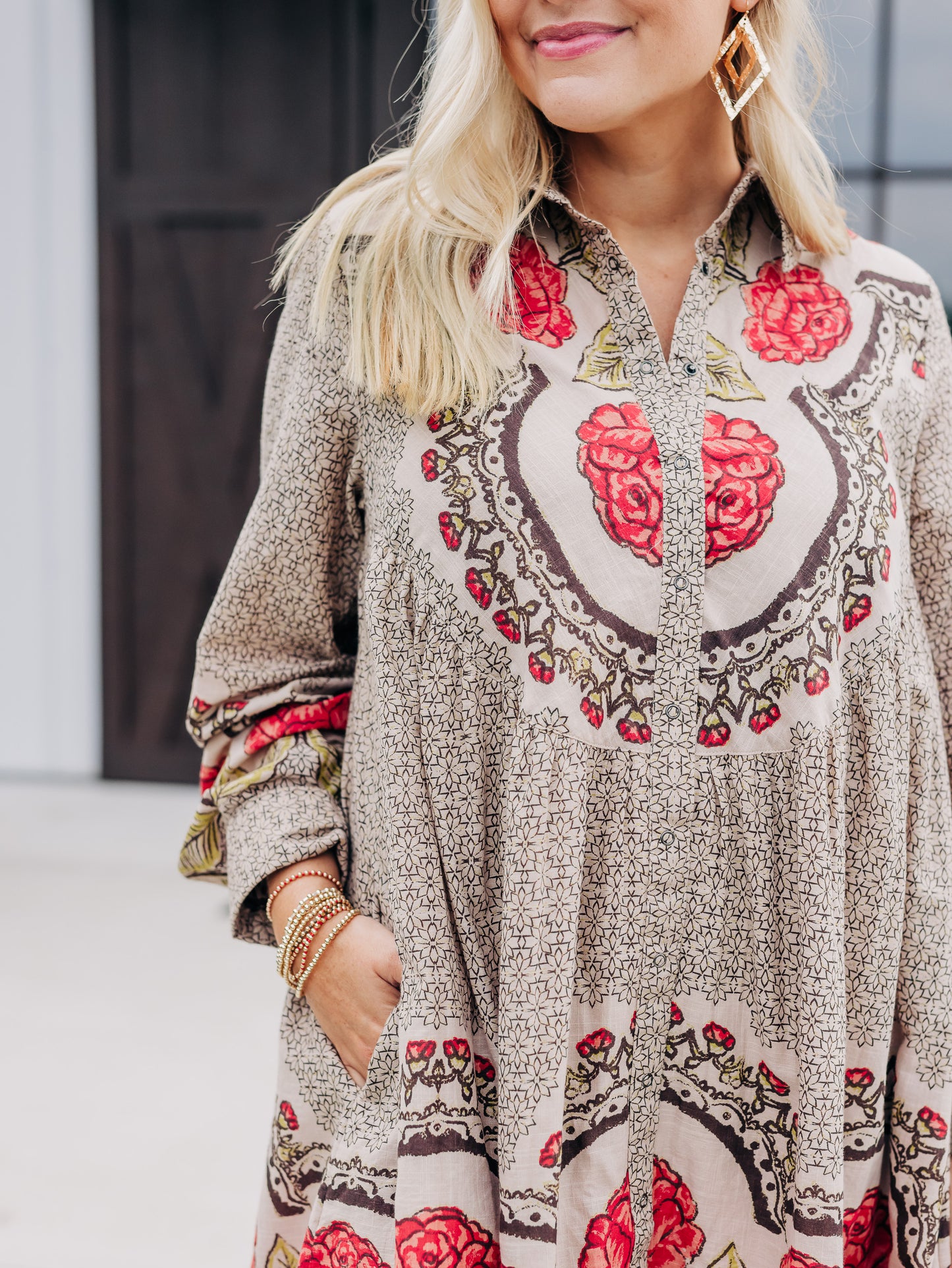 Smell The Roses Tea Combo Mini Dress