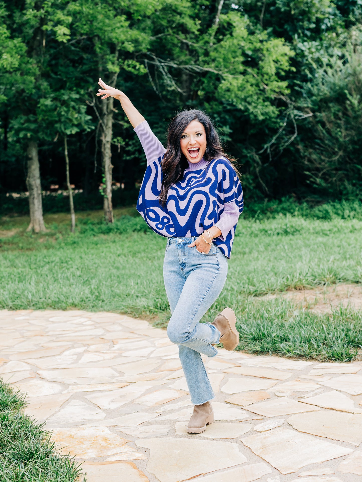 Aja Rumba Lavender/Navy Sweater