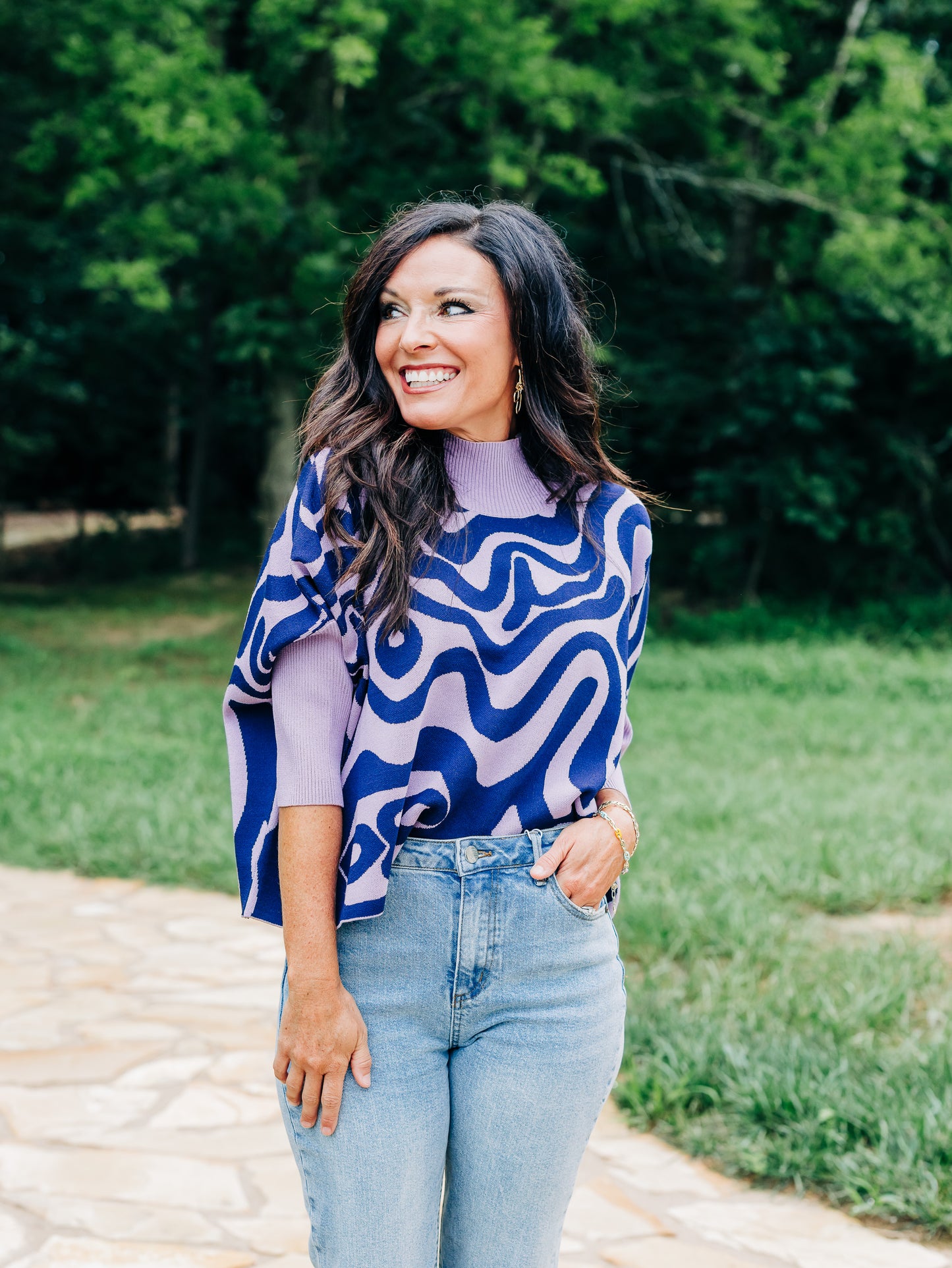 Aja Rumba Lavender/Navy Sweater