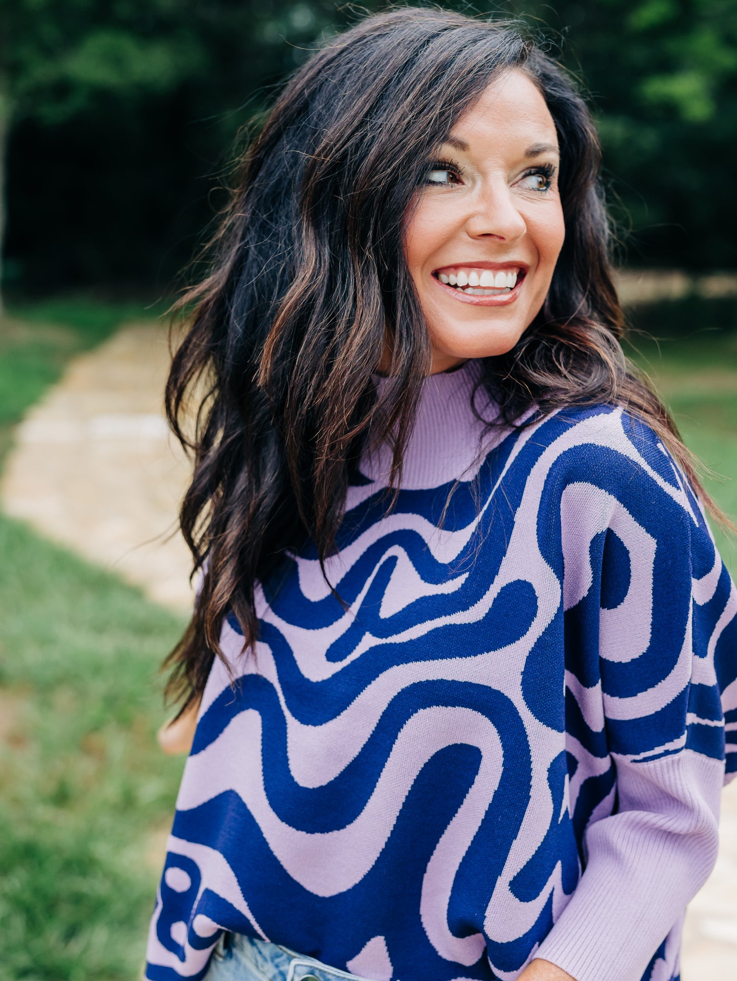 Aja Rumba Lavender/Navy Sweater