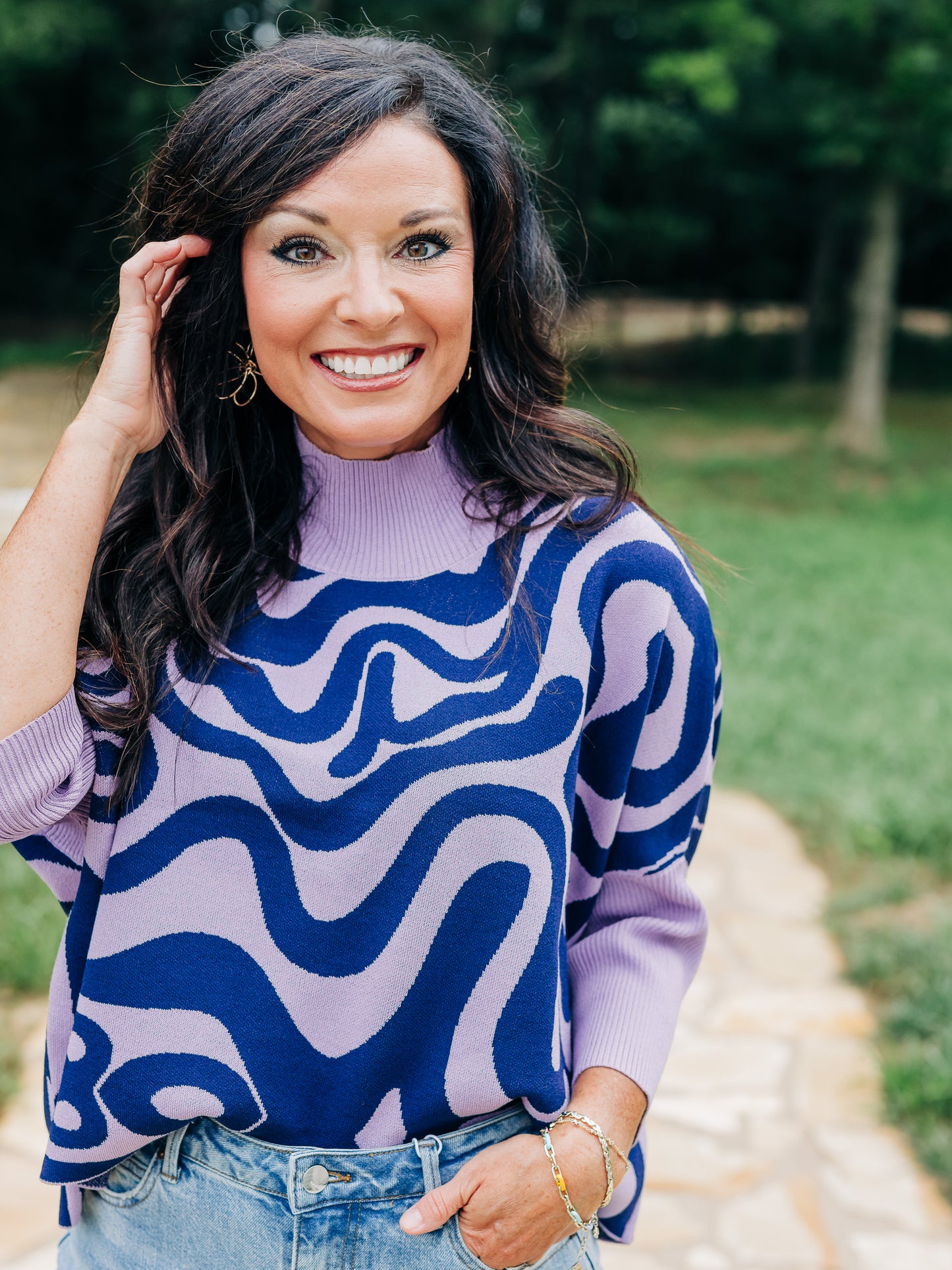 Aja Rumba Lavender/Navy Sweater