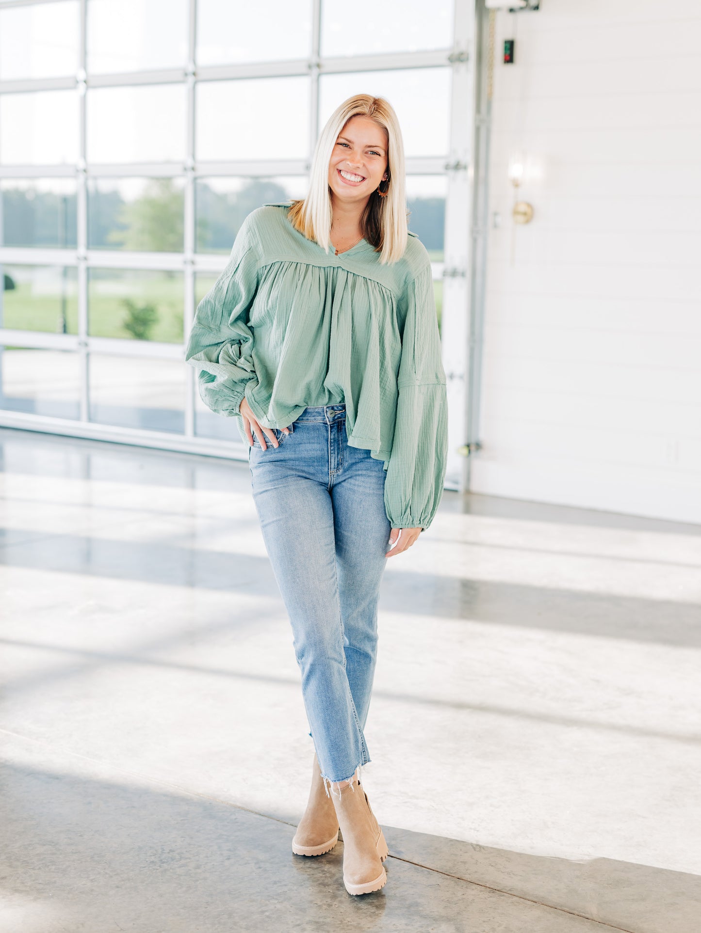 Never Without You Sage Green Top