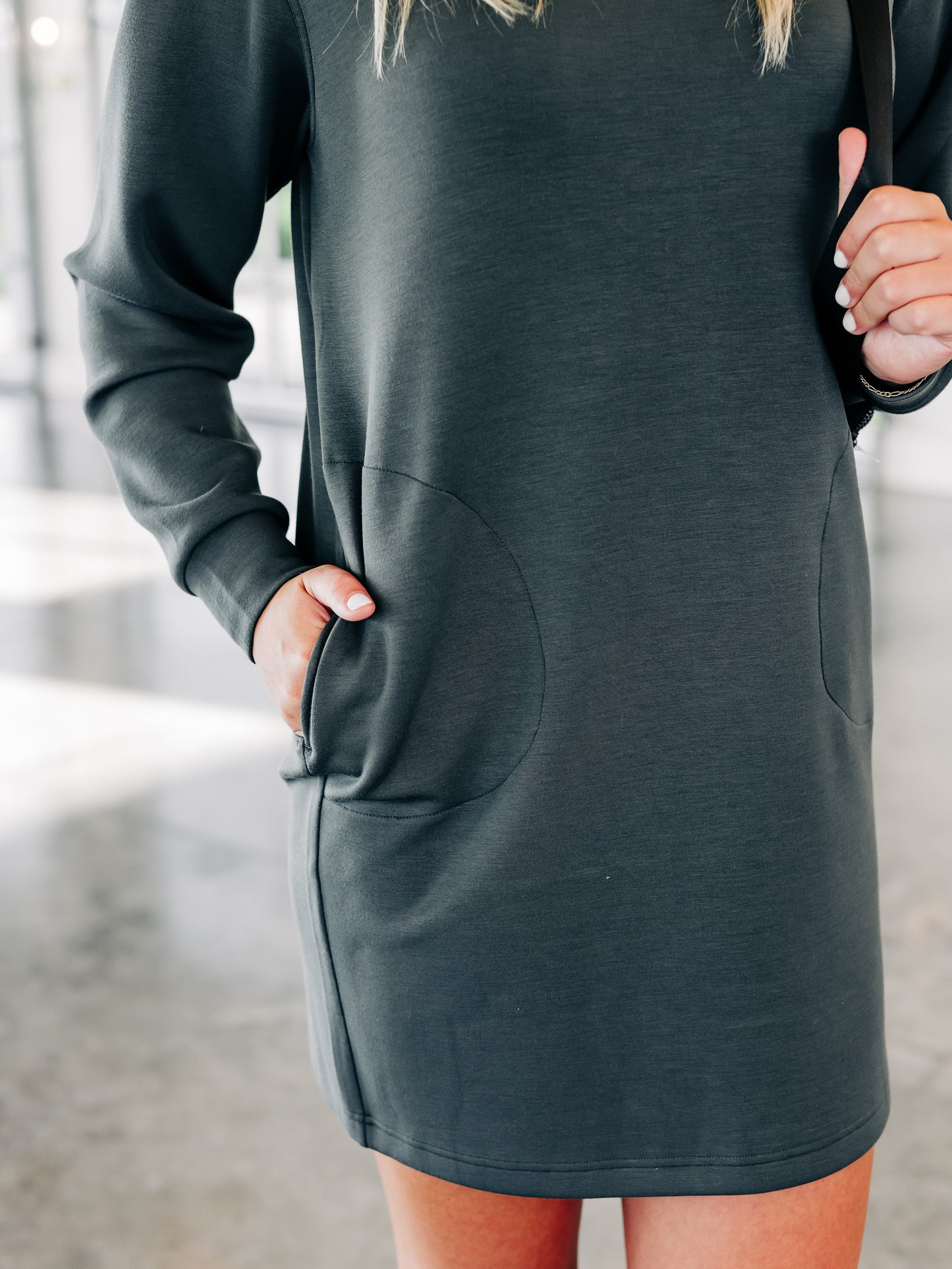 AirEssentials Dark Palm Crew Neck Dress
