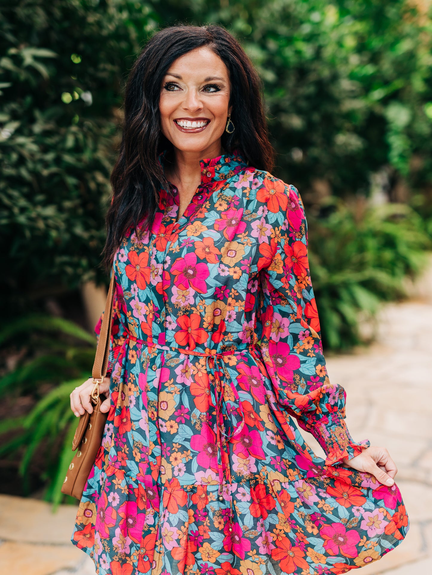 Through The Garden Teal/Fuchsia Multi Dress