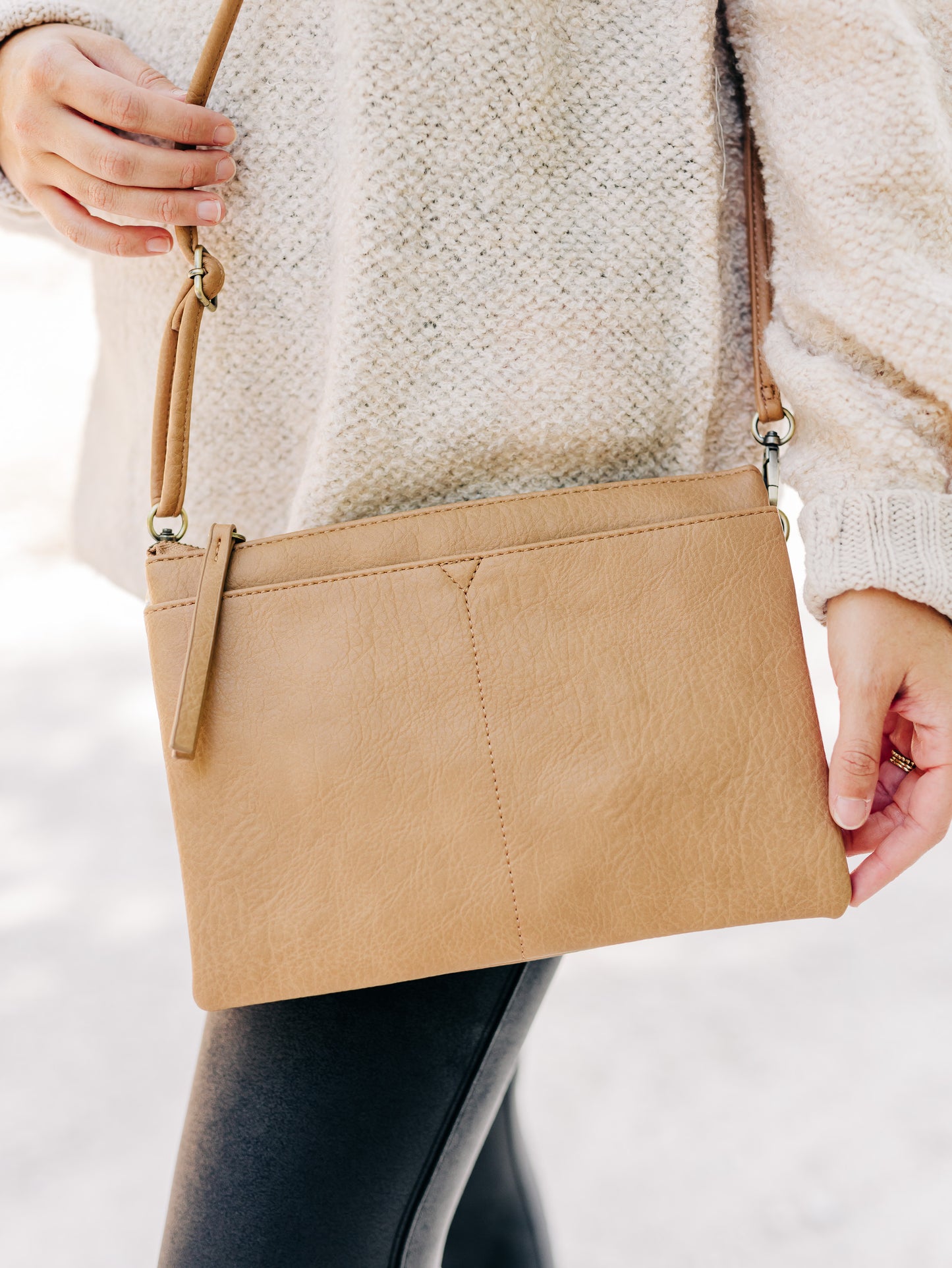 Gia Medium Multi Pocket Camel Crossbody