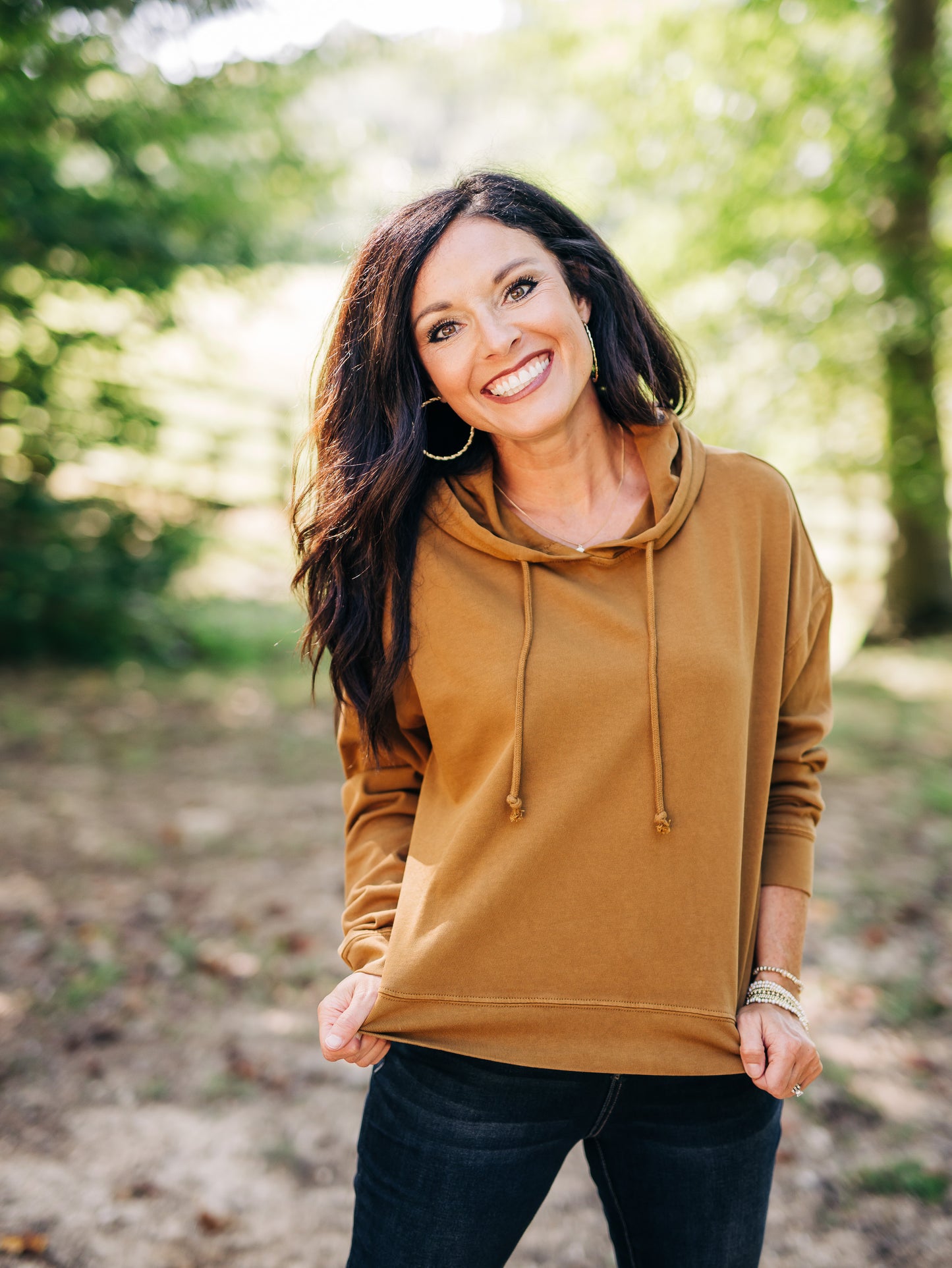 Happy Thoughts Pale Brown Hooded Top