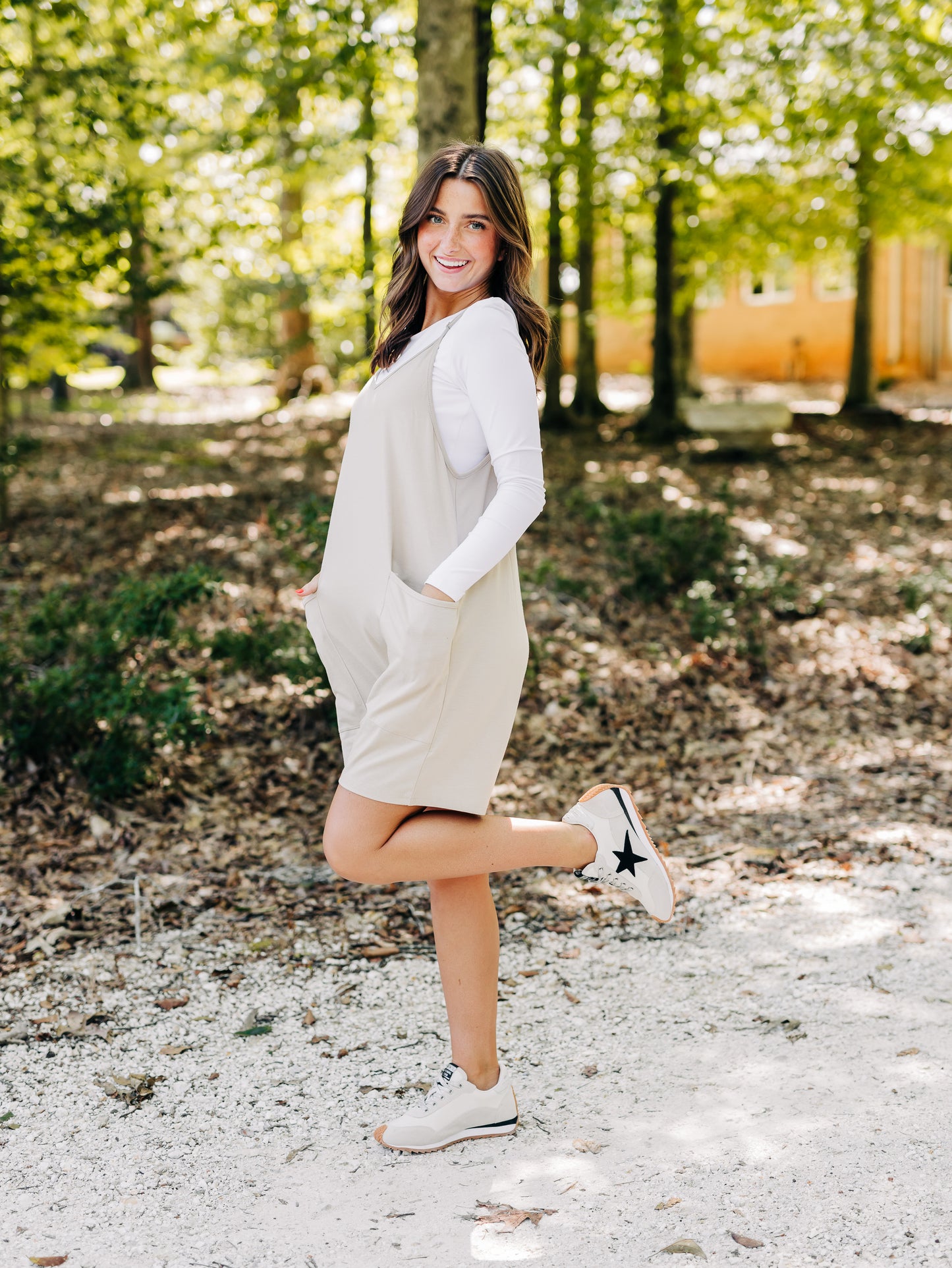 Makes Me Happy Khaki Romper