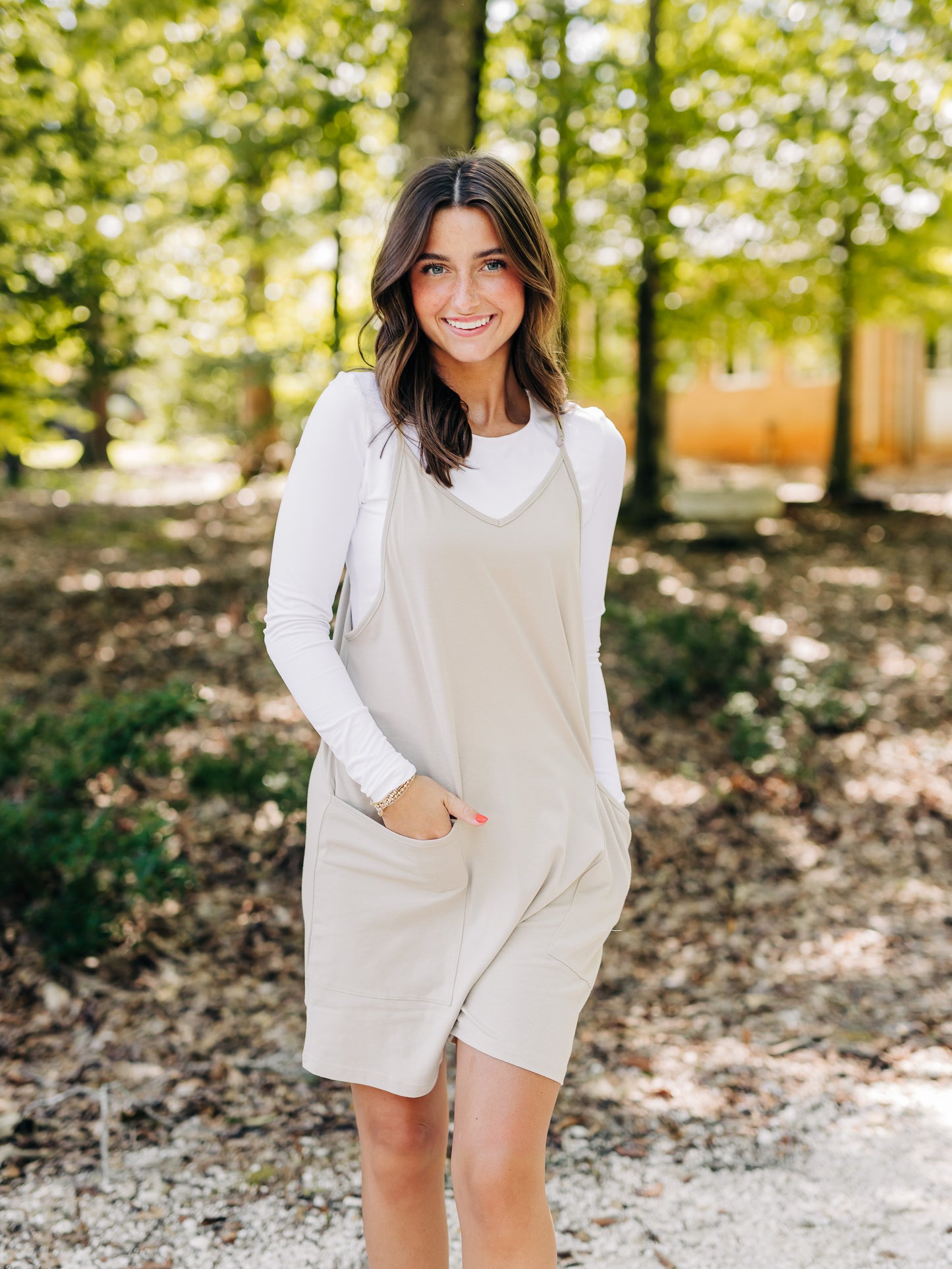 Makes Me Happy Khaki Romper