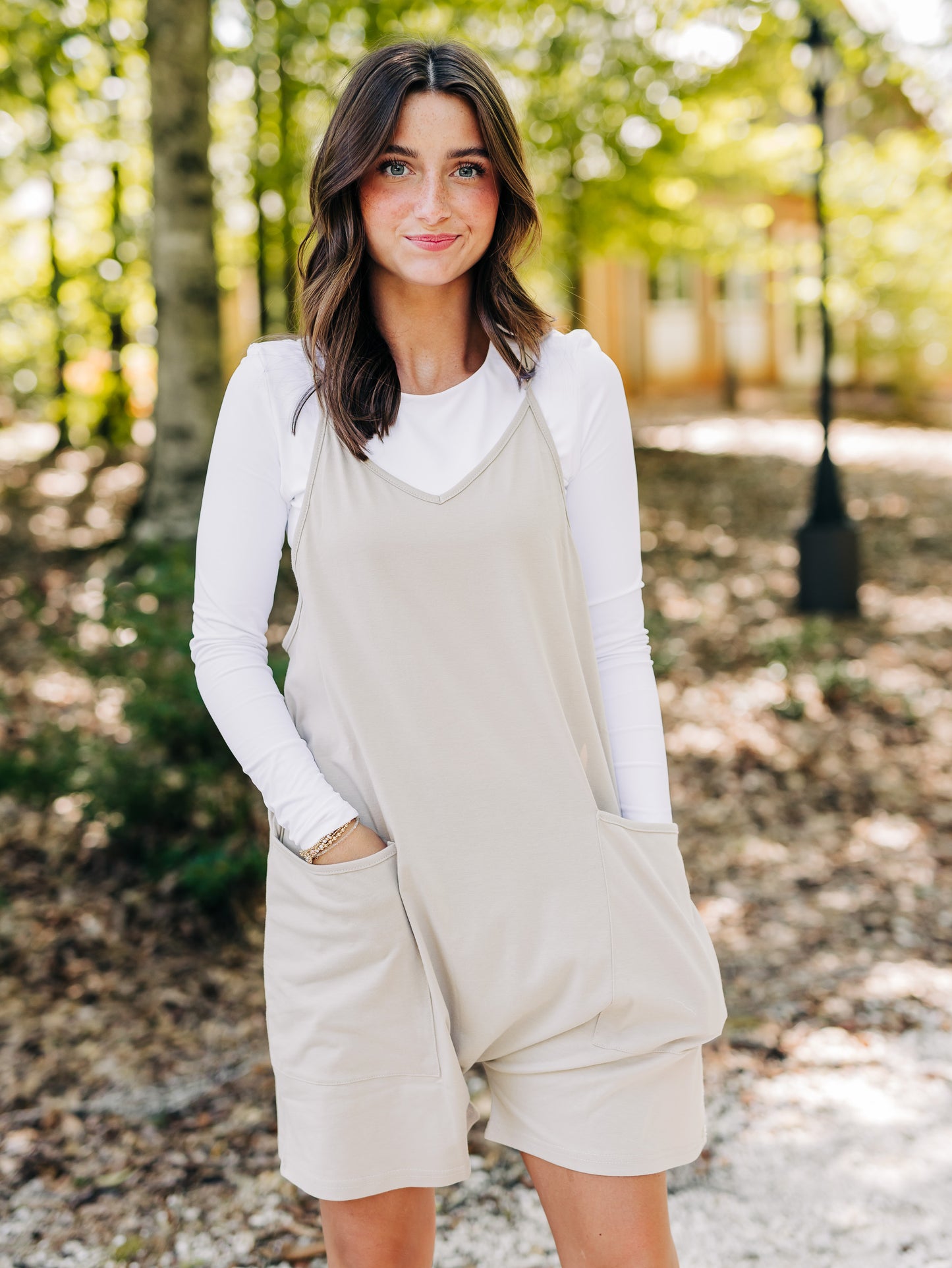 Makes Me Happy Khaki Romper