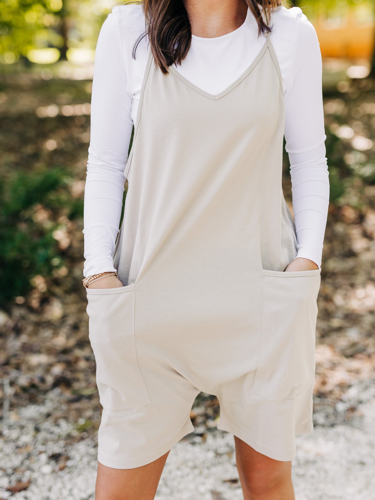 Makes Me Happy Khaki Romper
