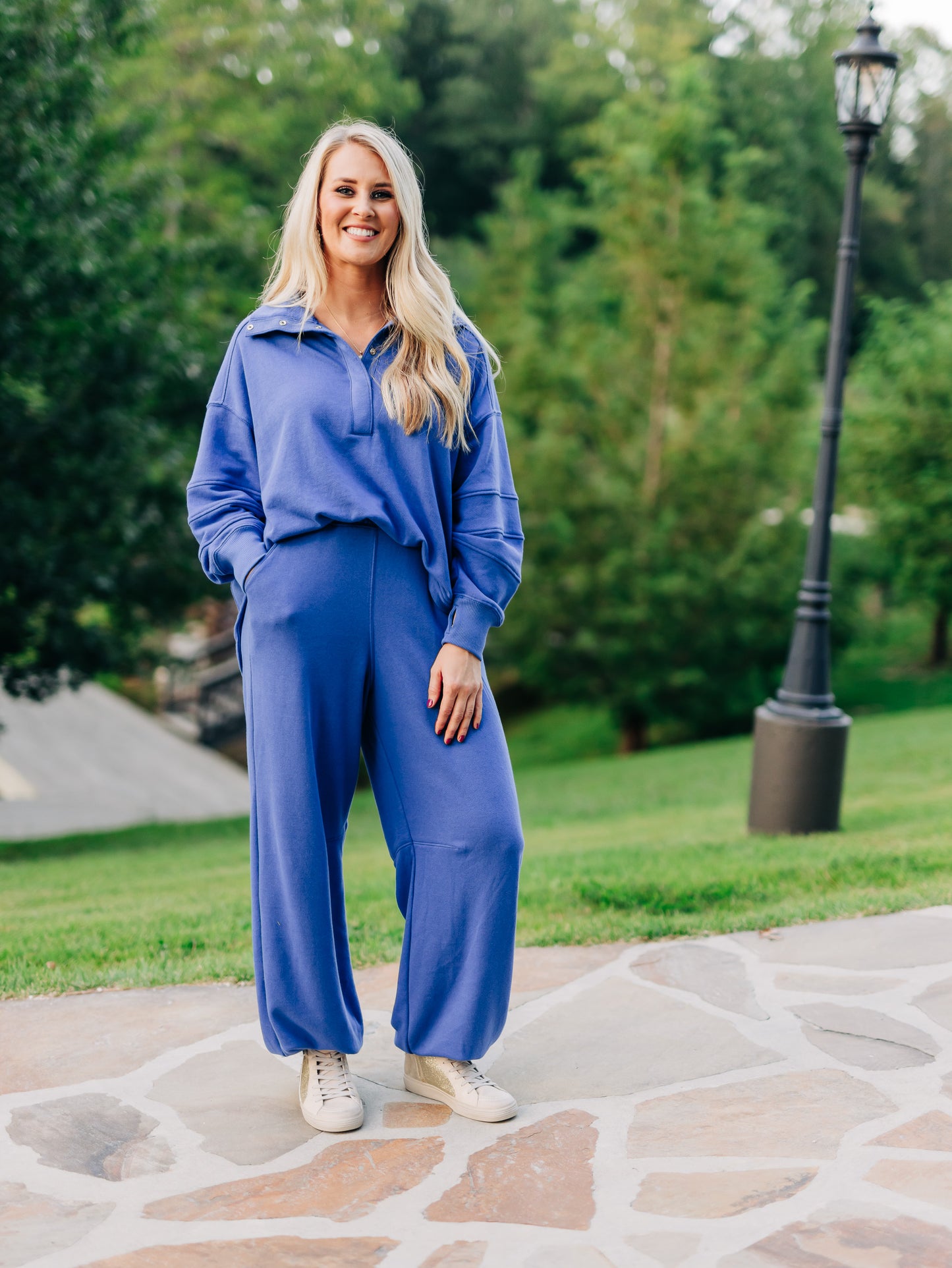 Warm Down Electric Cobalt Pullover