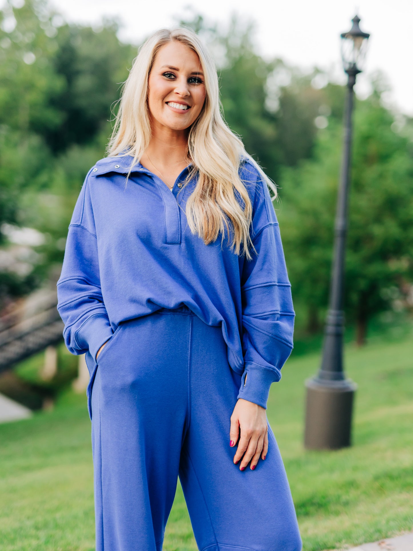 Warm Down Electric Cobalt Pullover