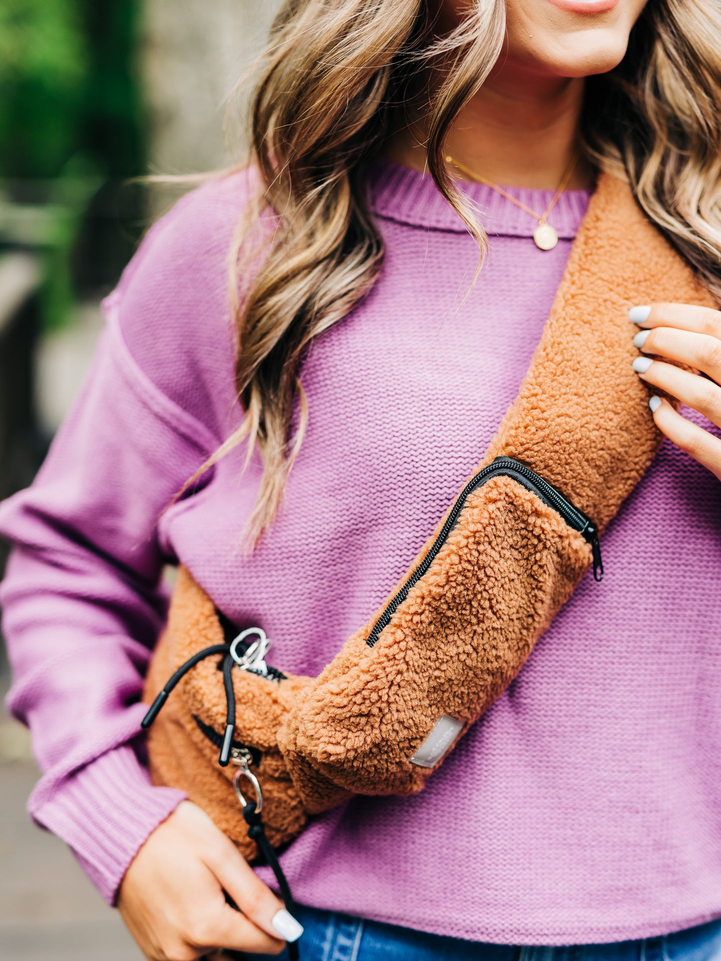 Overachiever Sherpa Coco Teddy Sling Bag