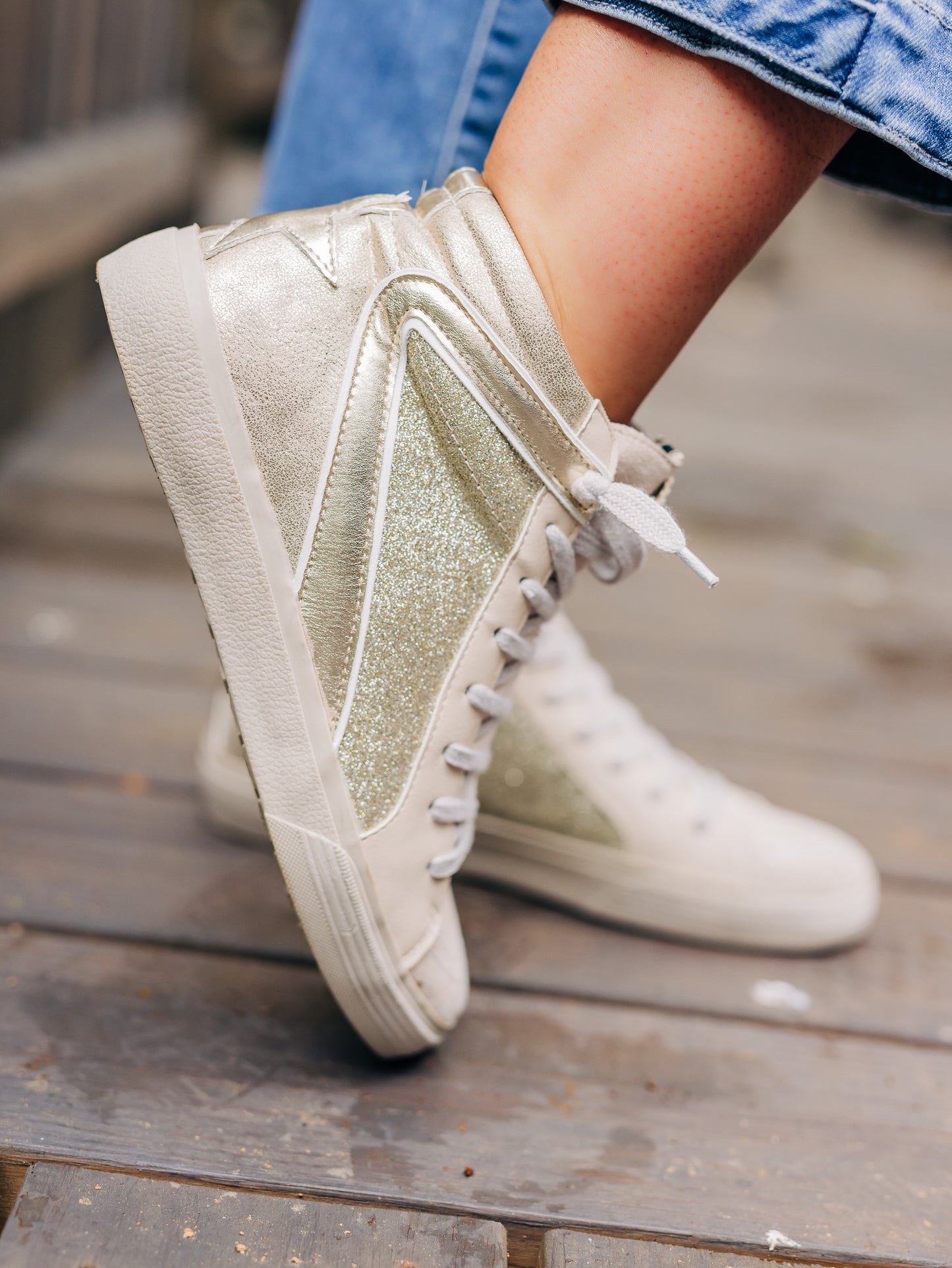 Rooney Gold Distressed Sneaker