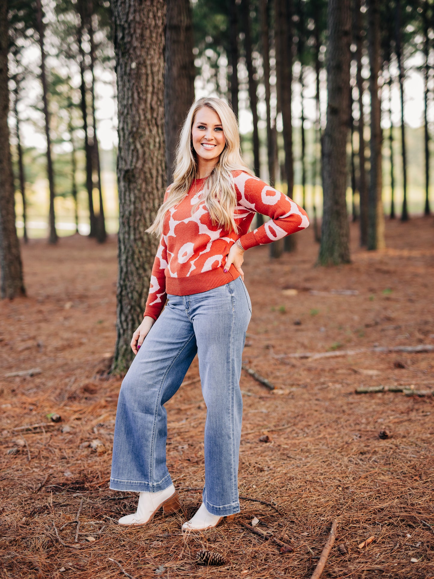 Counting Every Minute Lavender Rust Sweater