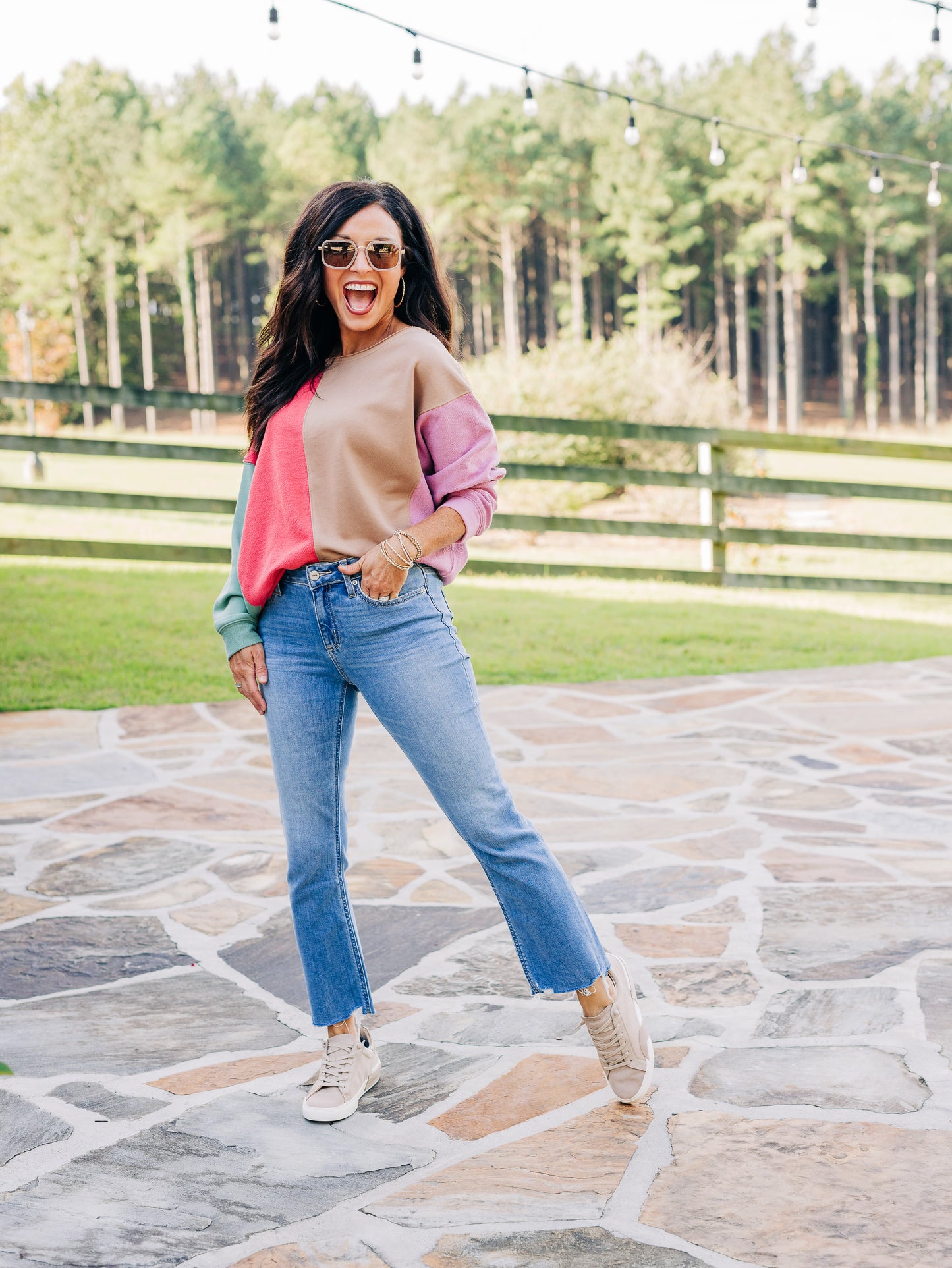 Treat Yourself Mocha/Coral Top