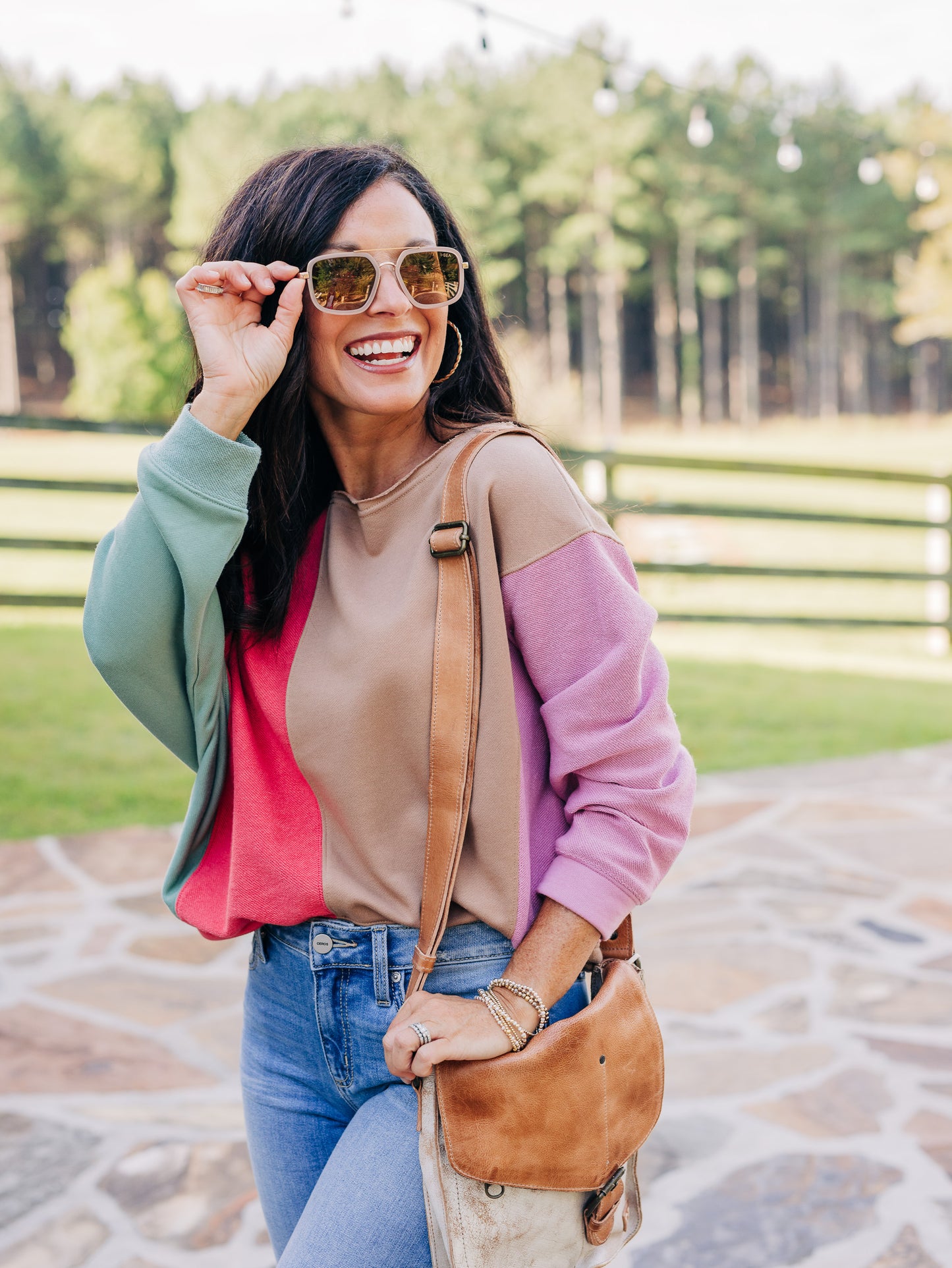Treat Yourself Mocha/Coral Top