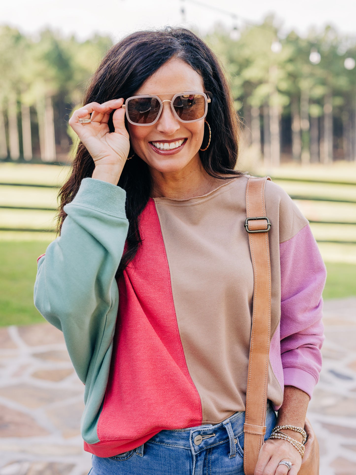 Treat Yourself Mocha/Coral Top