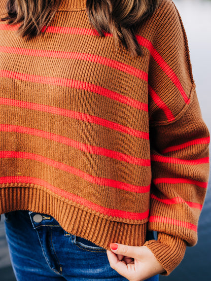 Easy Street Stripe Sahara Combo Crop Pullover