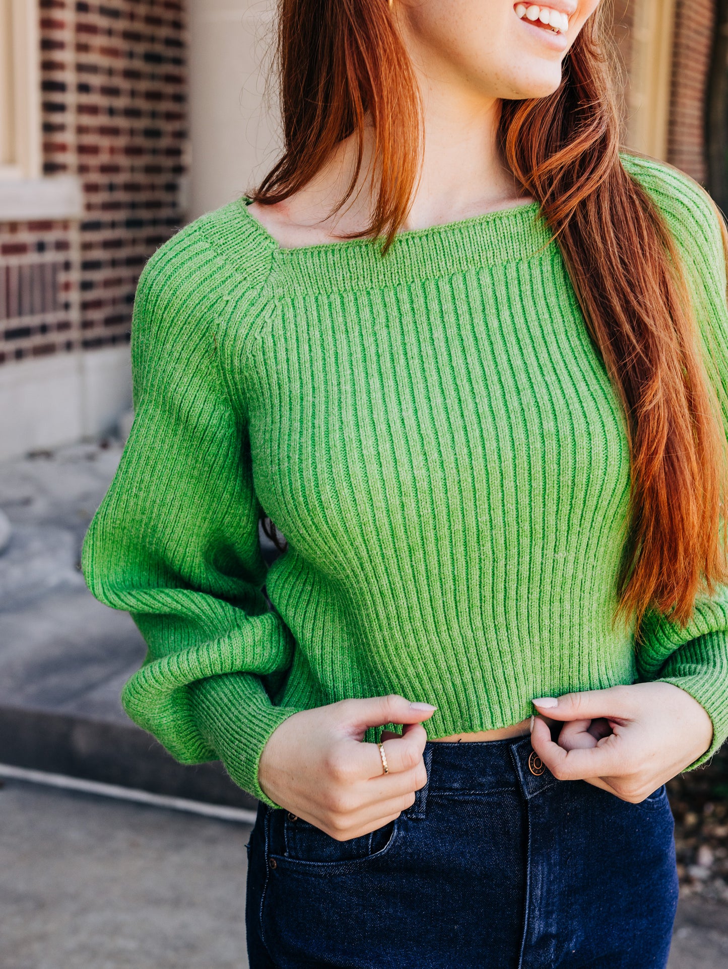 Full Of Surprises Green Sweater