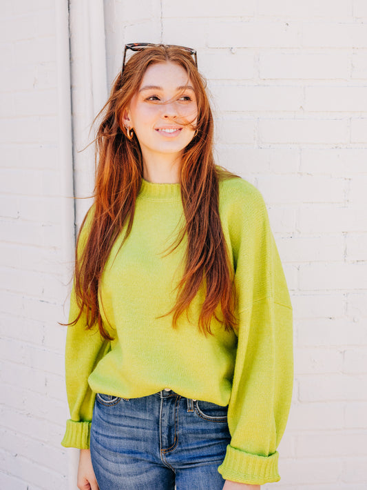 Talk Of The Town Lime Sweater
