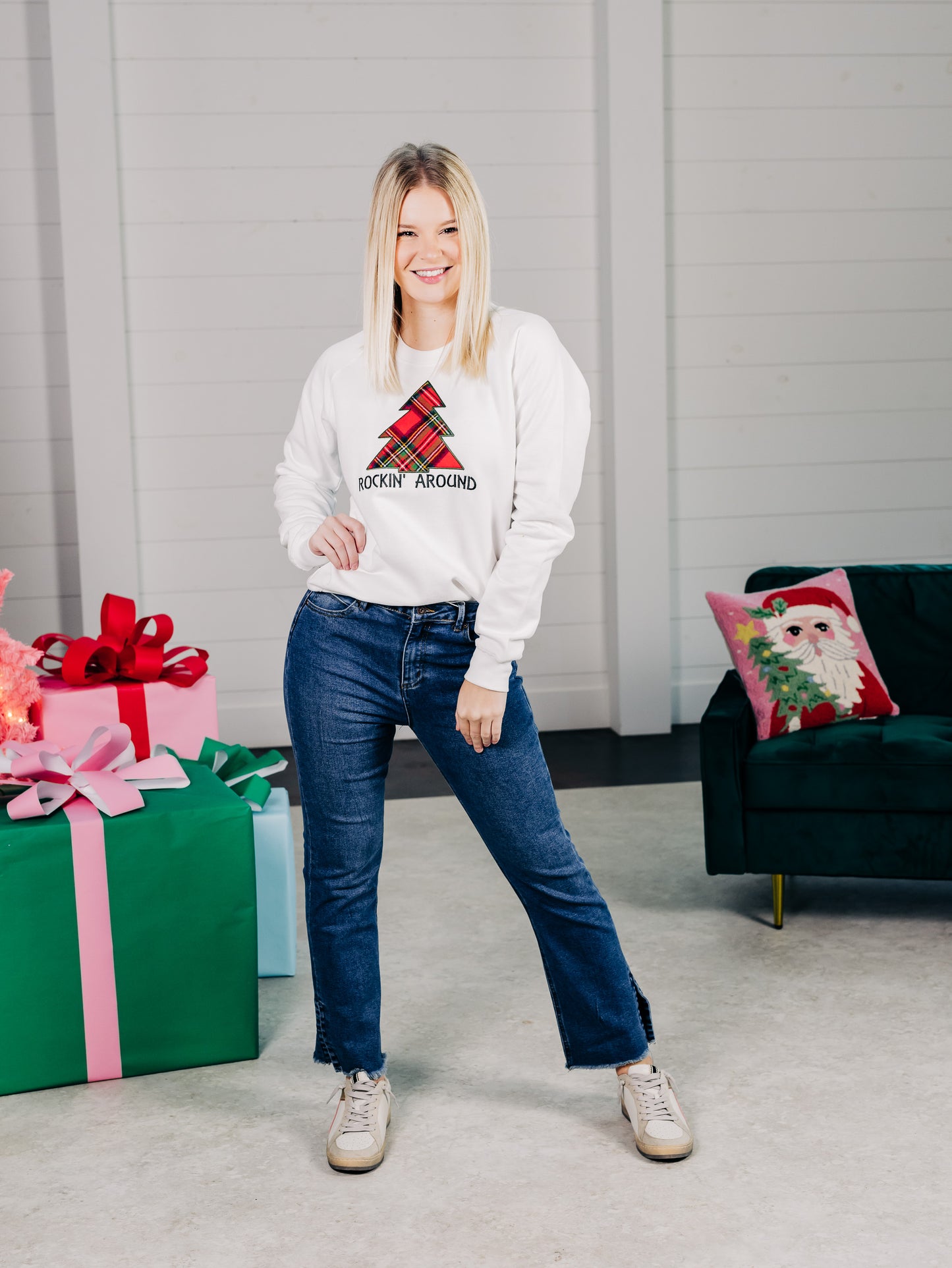 Rockin' Around White Sweatshirt