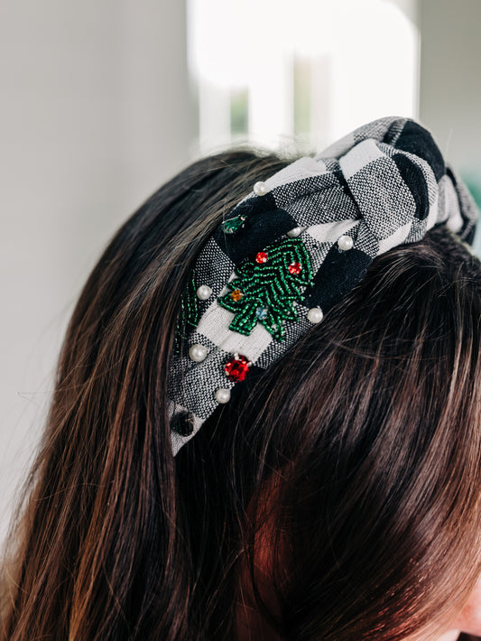 Christmas Tree Farm Black/White Headband