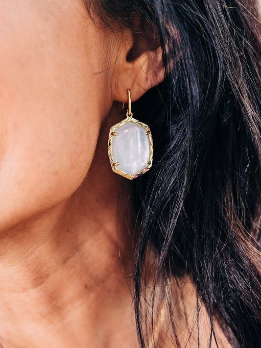 Daphne Gold Drop Earrings in Ivory Mother-of-Pearl