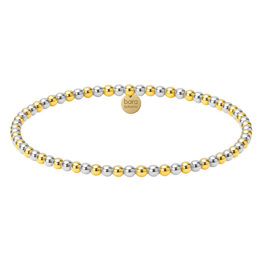 Classic 3MM Two Tone Gold Filled Beaded Bracelet