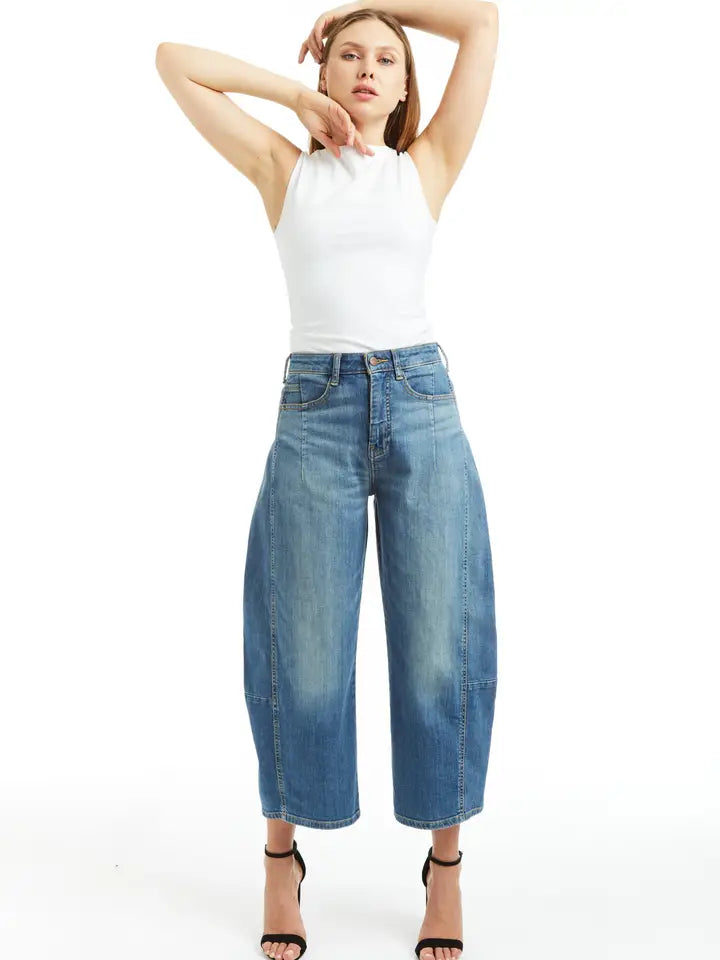 Julie High Rise Barrel Crop Denim